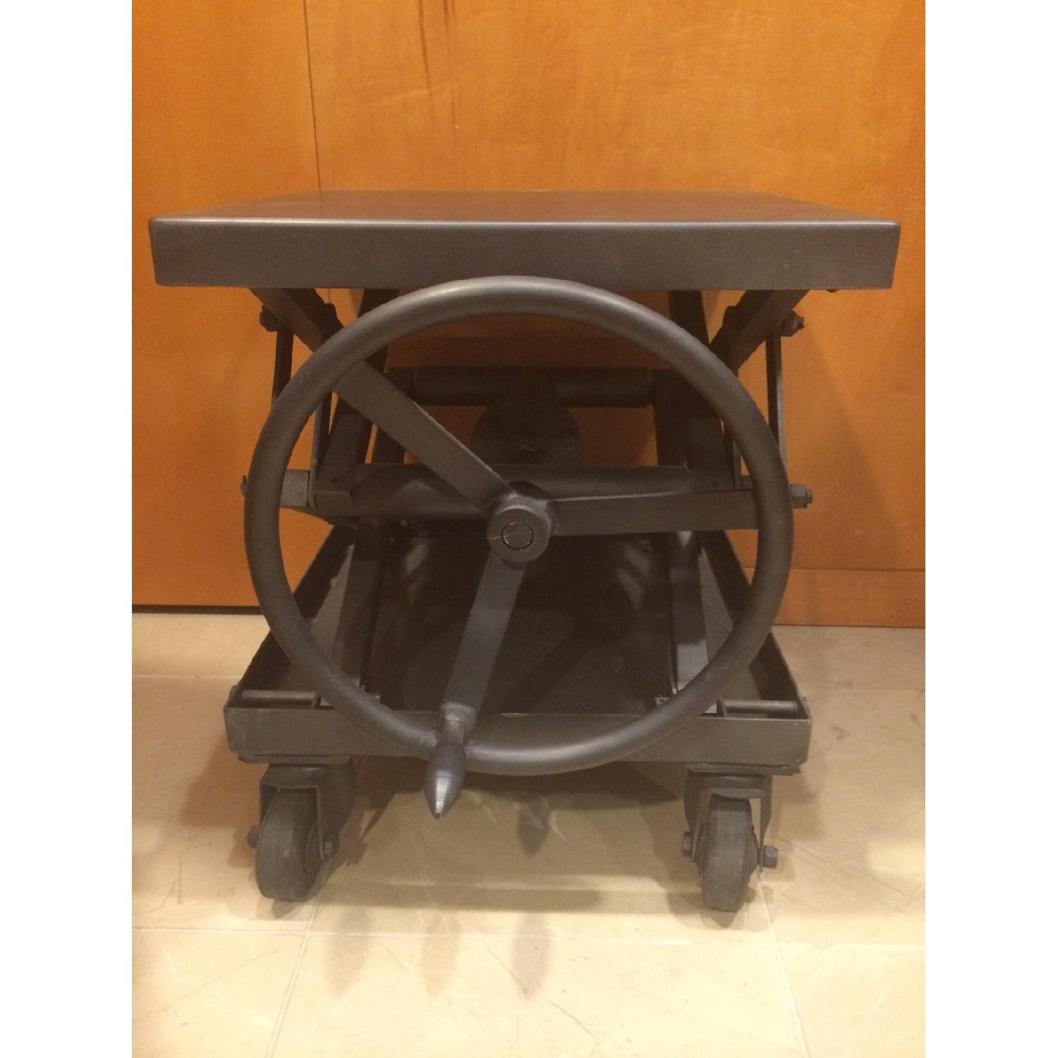 Restoration Hardware Industrial Iron Metal Scissor Lift Table - image-2
