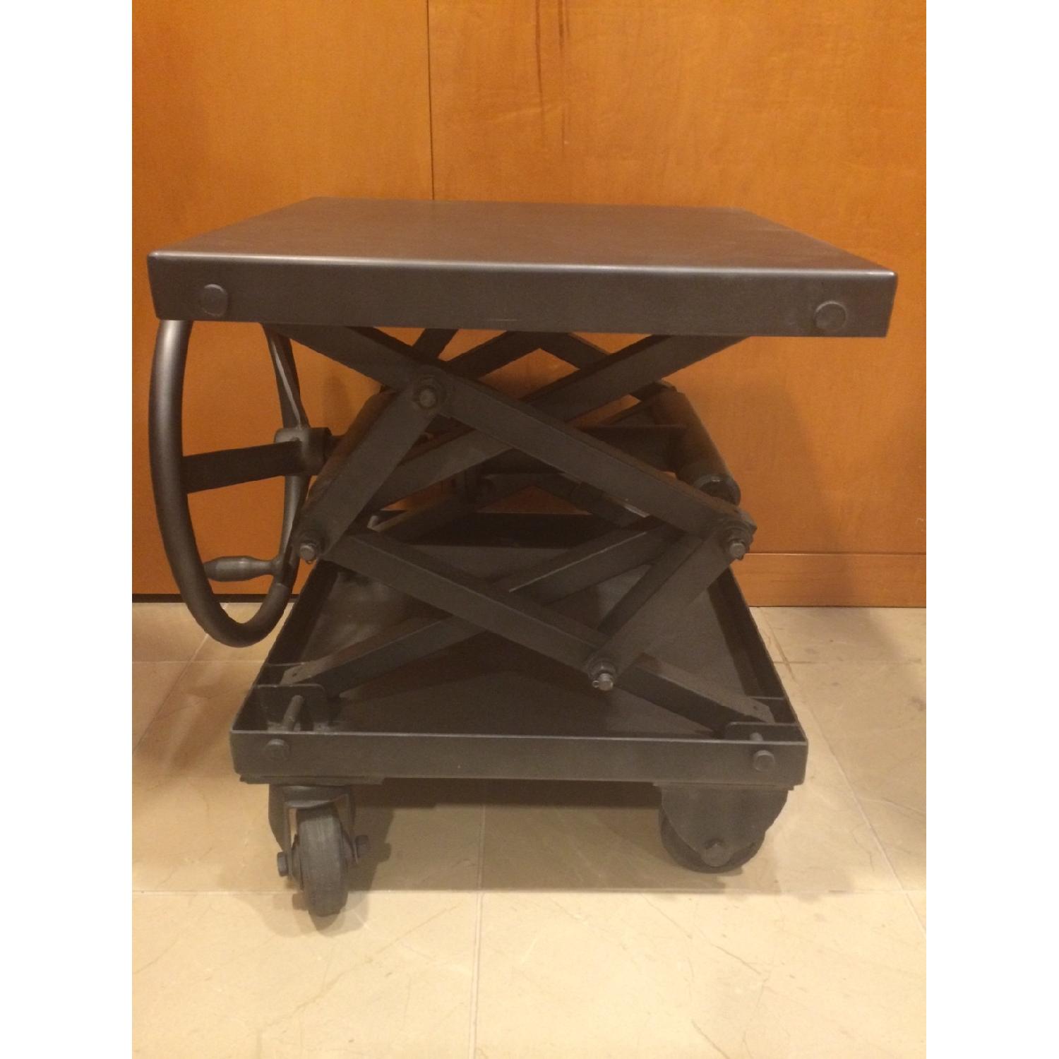 Restoration Hardware Industrial Iron Metal Scissor Lift Table AptDeco