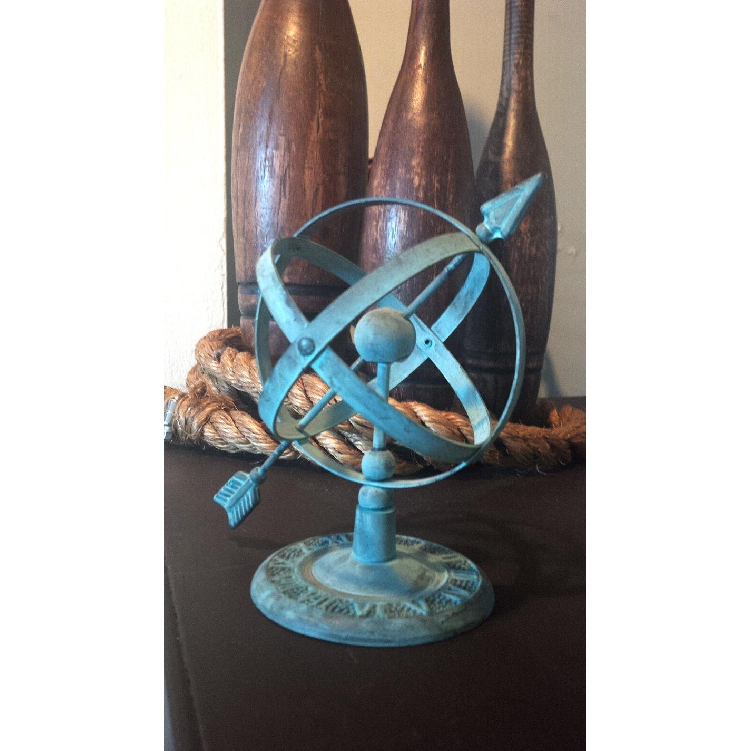 Antique & Rustic Sundial Armillary Sphere Zodiac Astrolabe in Copper Circa 1940 - image-2