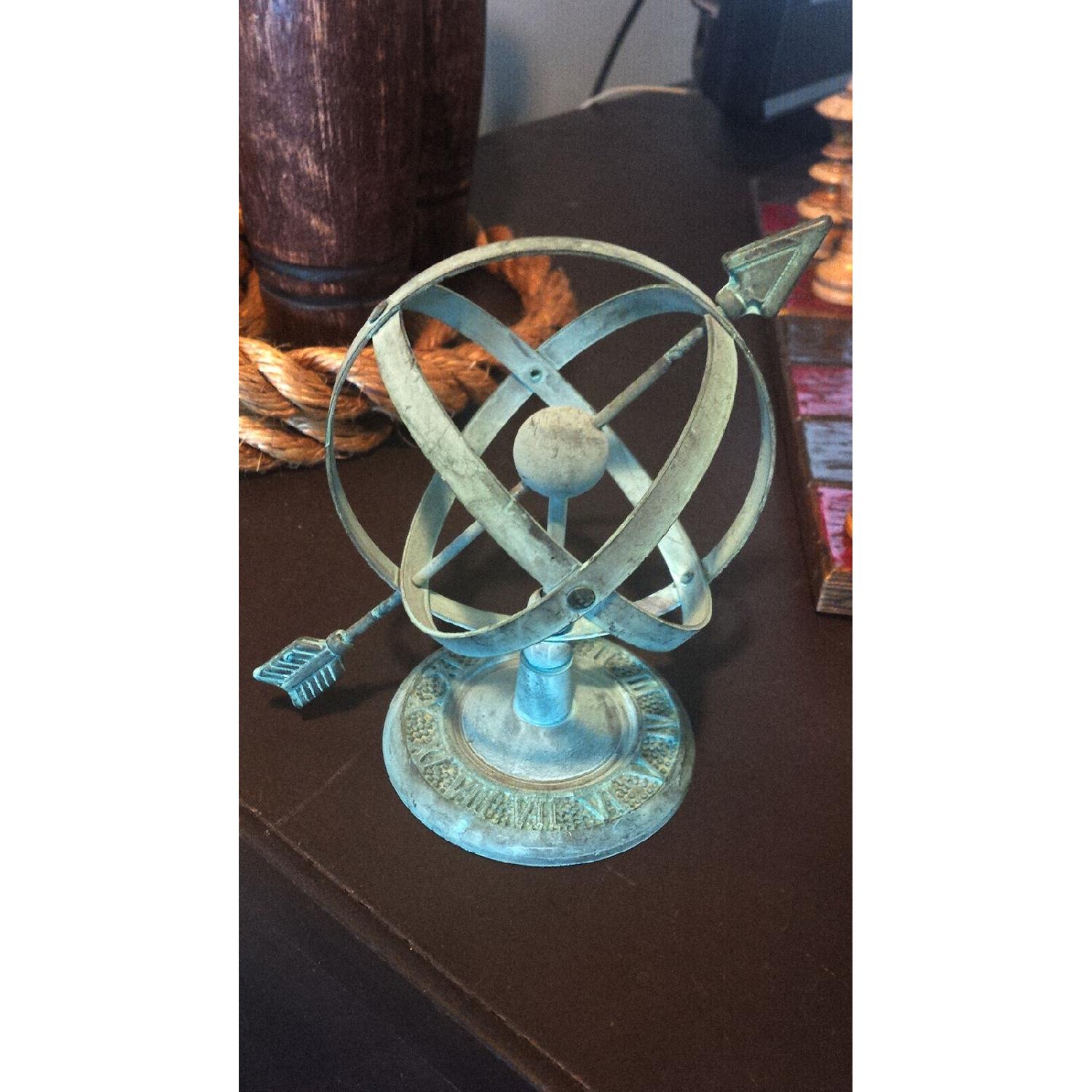 Antique & Rustic Sundial Armillary Sphere Zodiac Astrolabe in Copper Circa 1940 - image-3
