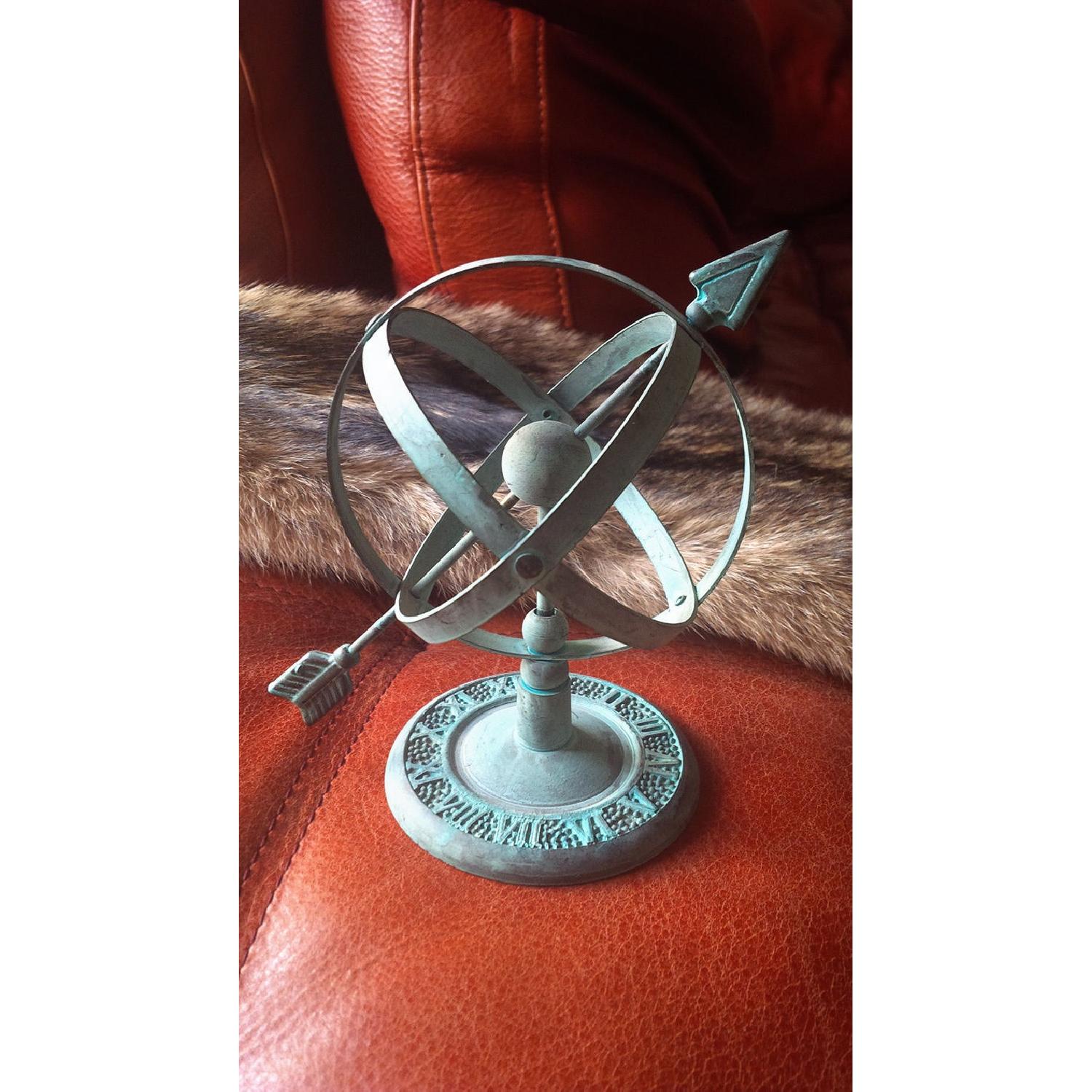 Antique & Rustic Sundial Armillary Sphere Zodiac Astrolabe in Copper Circa 1940 - image-4