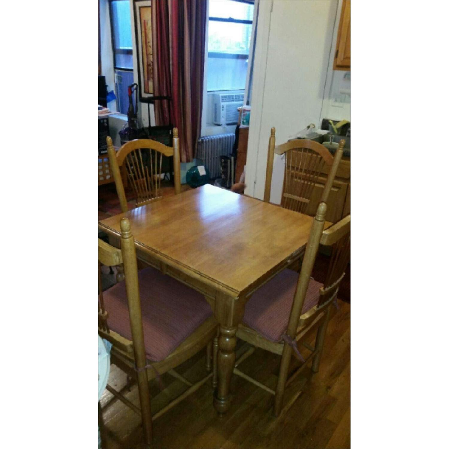 Solid Oak Dining Room Table w/ 4 Solid Oak Chairs - image-1
