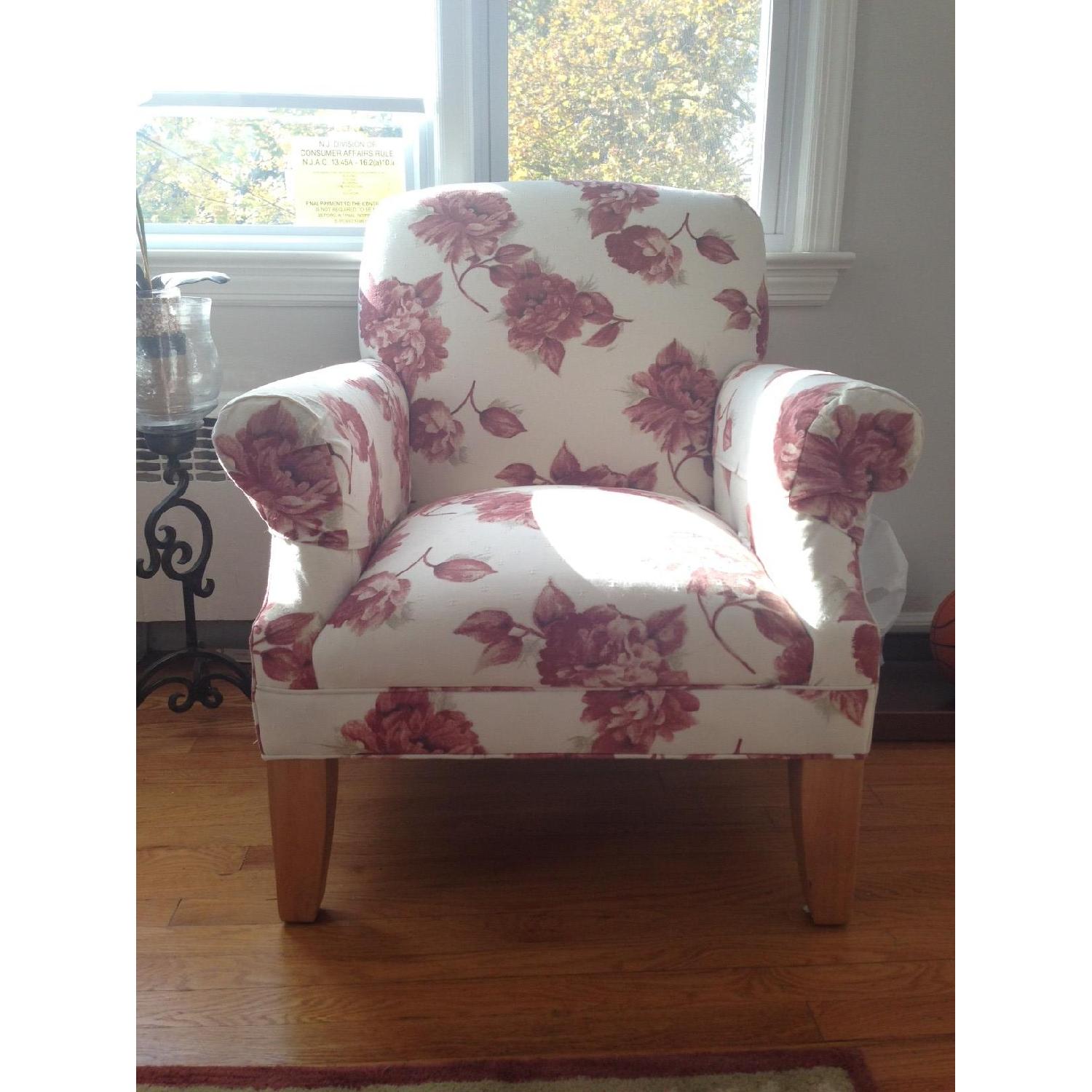Ethan Allen Armchairs with Red Flowers - image-1