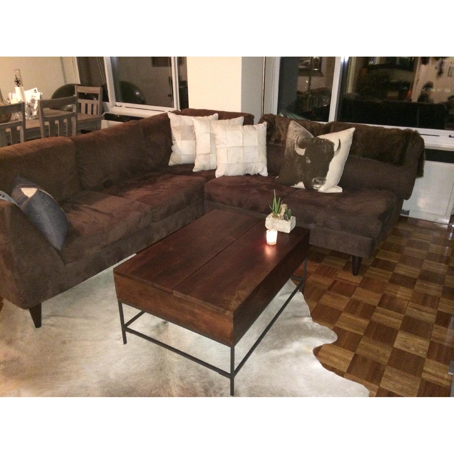 Chocolate Brown 2 Piece Sectional Couch - image-1