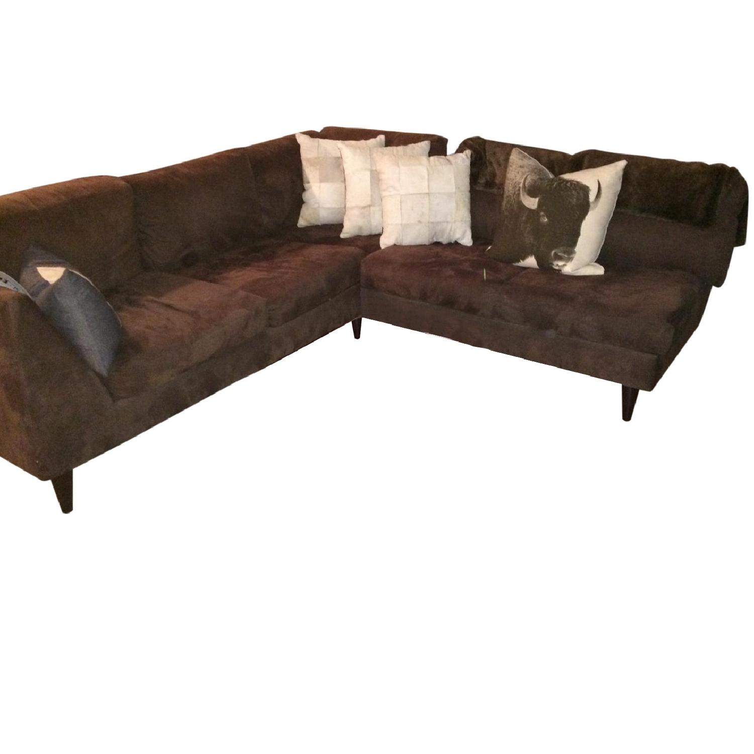 Chocolate Brown 2 Piece Sectional Couch - image-0