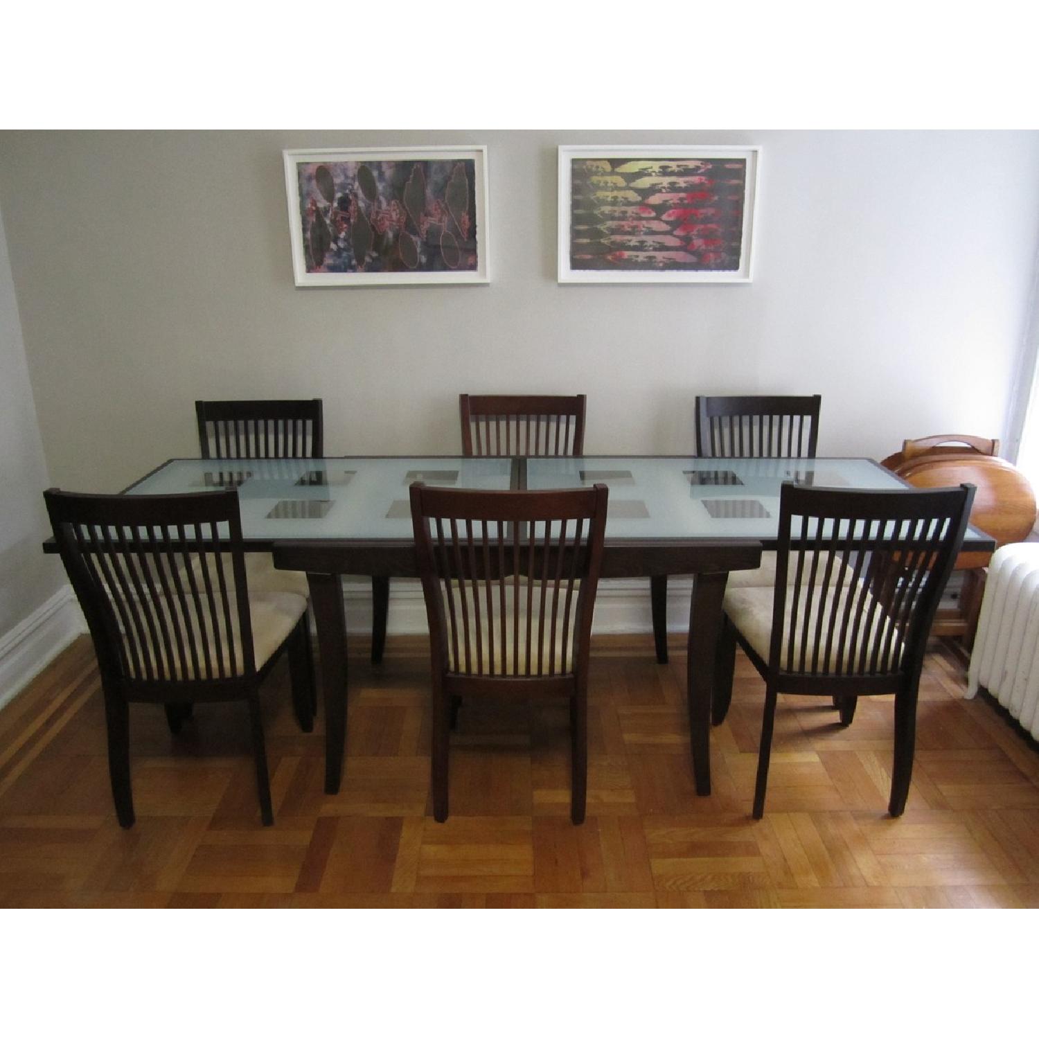 The Door Store Extendable Dining Table w/ 6 Raymour & Flanigan Chairs - image-2