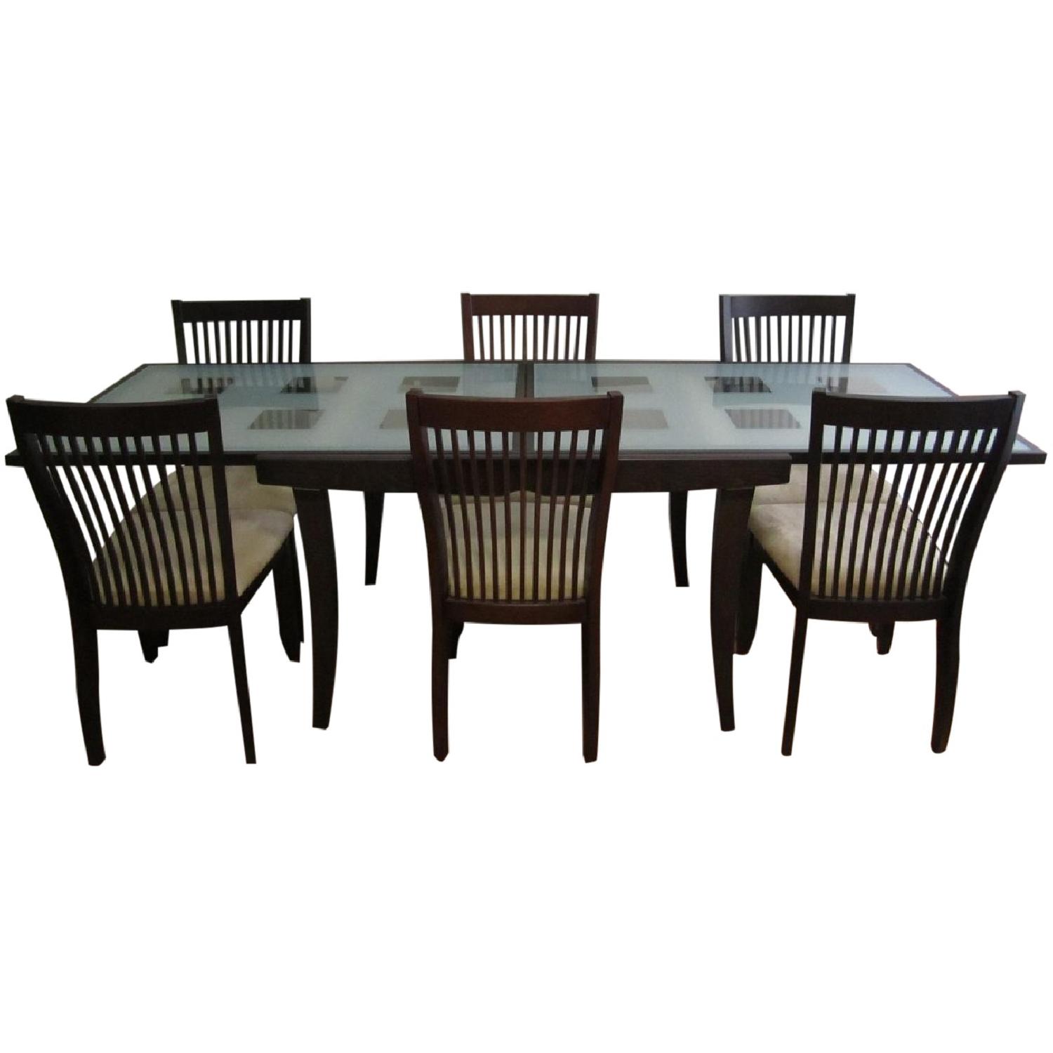 The Door Store Extendable Dining Table w/ 6 Raymour & Flanigan Chairs - image-0