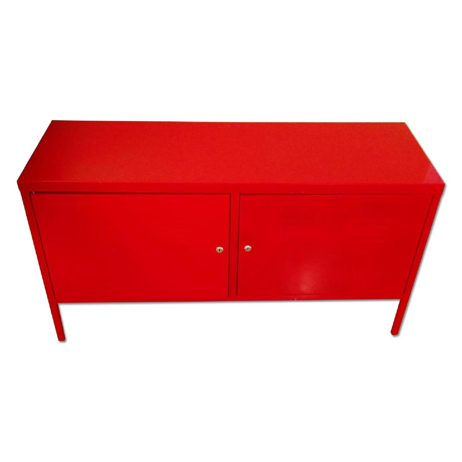 Ikea Red Metal Storage Cabinet - image-0