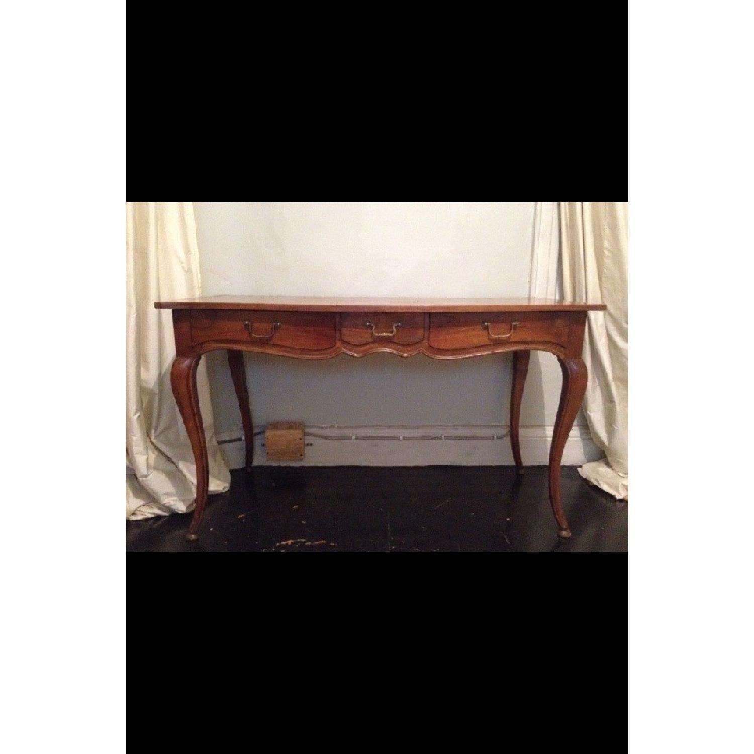 French Fruitwood Desk with Brass Handles - image-1