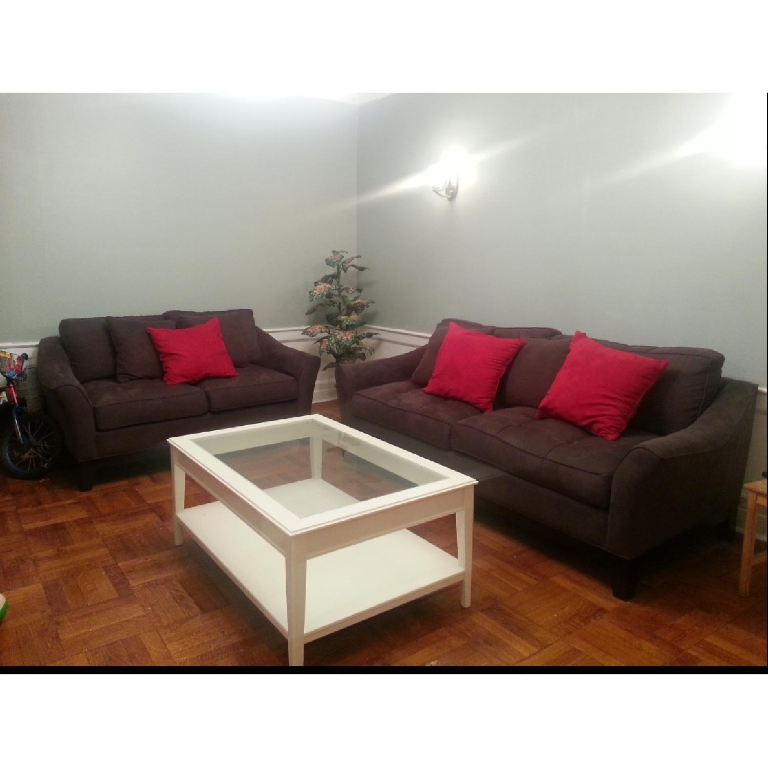 Raymour & Flanigan Microfiber 3 Seater + Loveseat - image-1