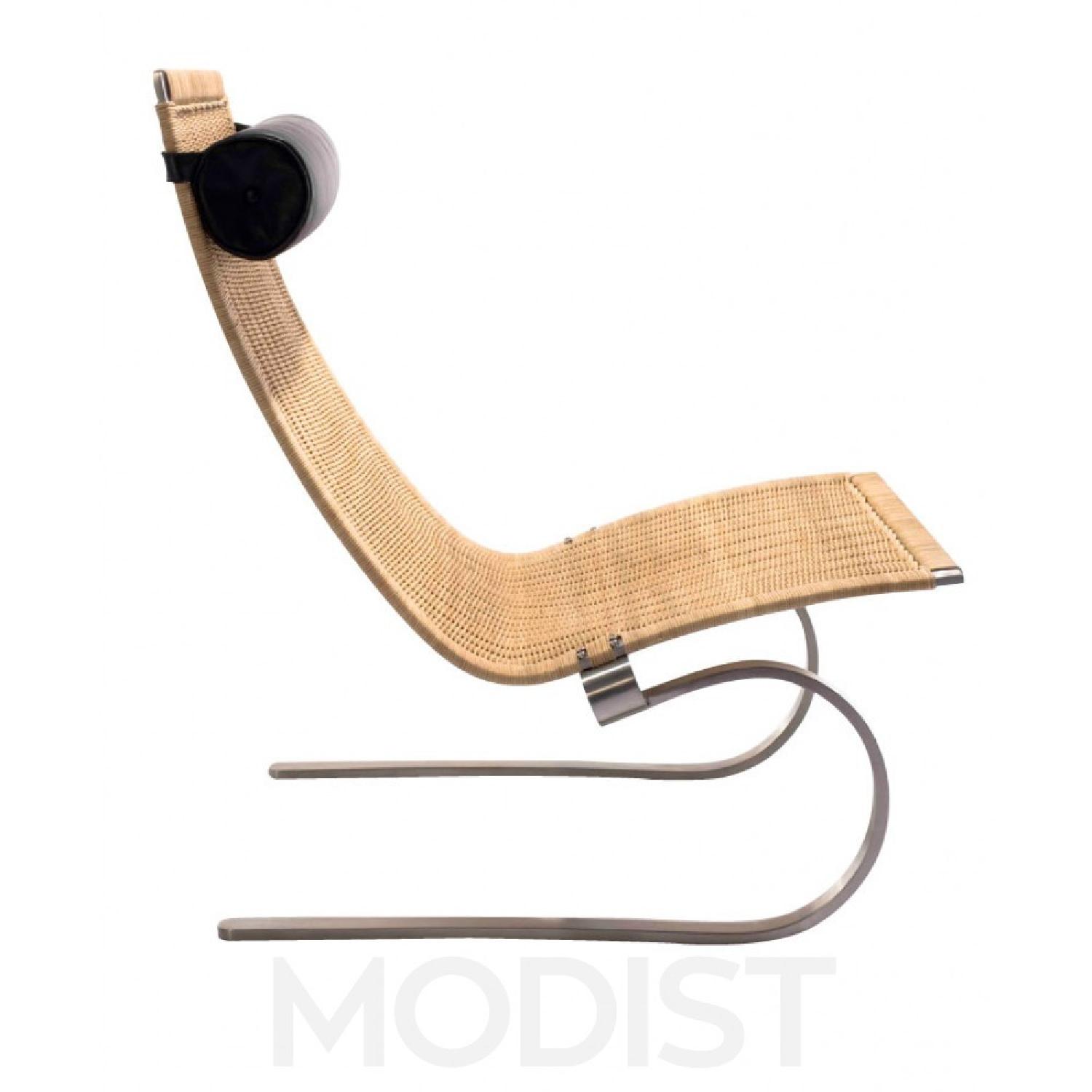 Modern, Chic Lounge Rocker - Natural Ratan with Black Leather headrest - image-2