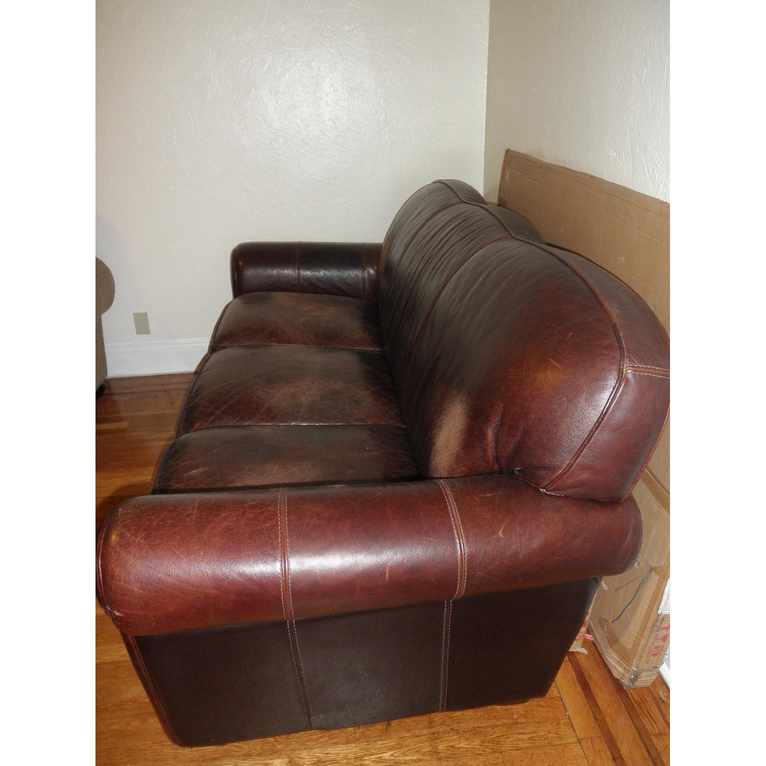 Macy's Brown Leather Sofa - image-2