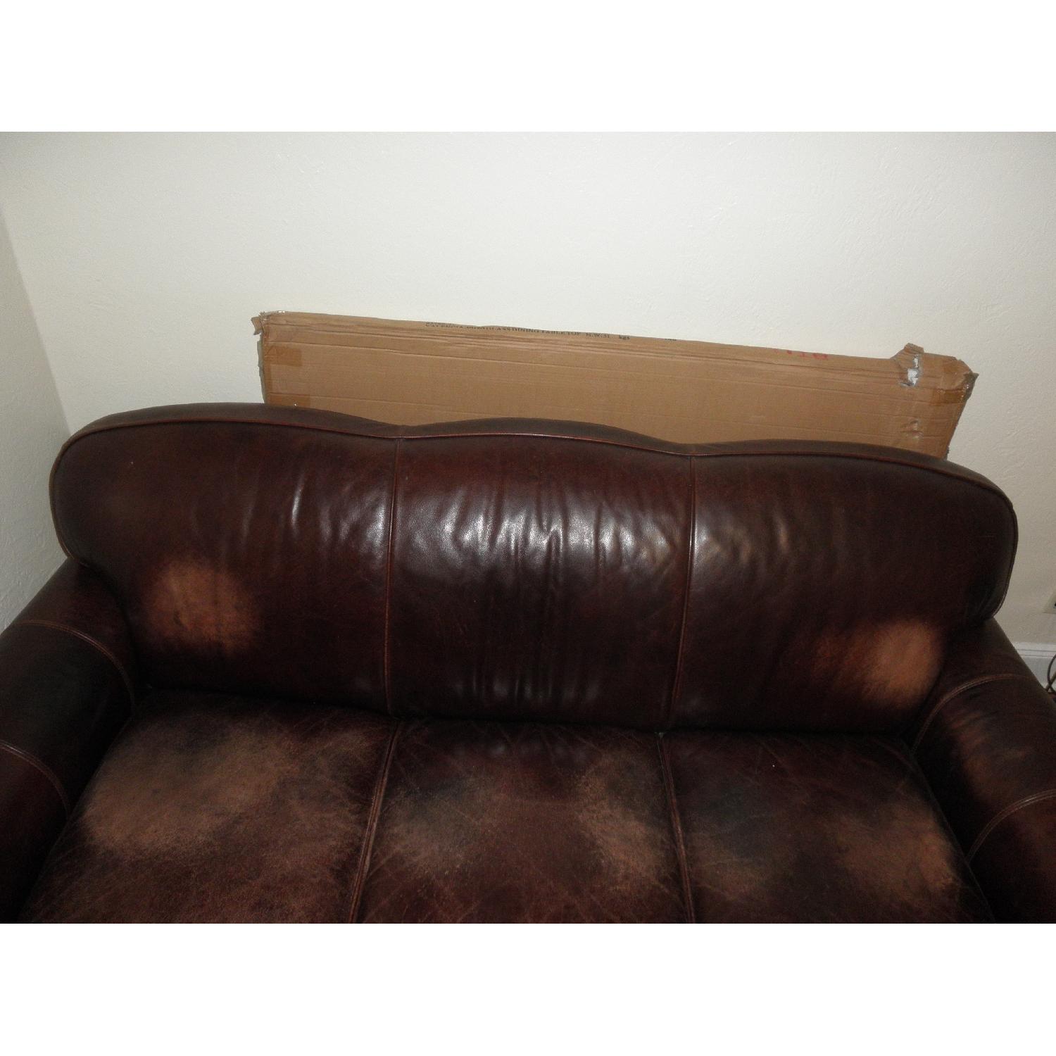 Macy's Brown Leather Sofa - image-3