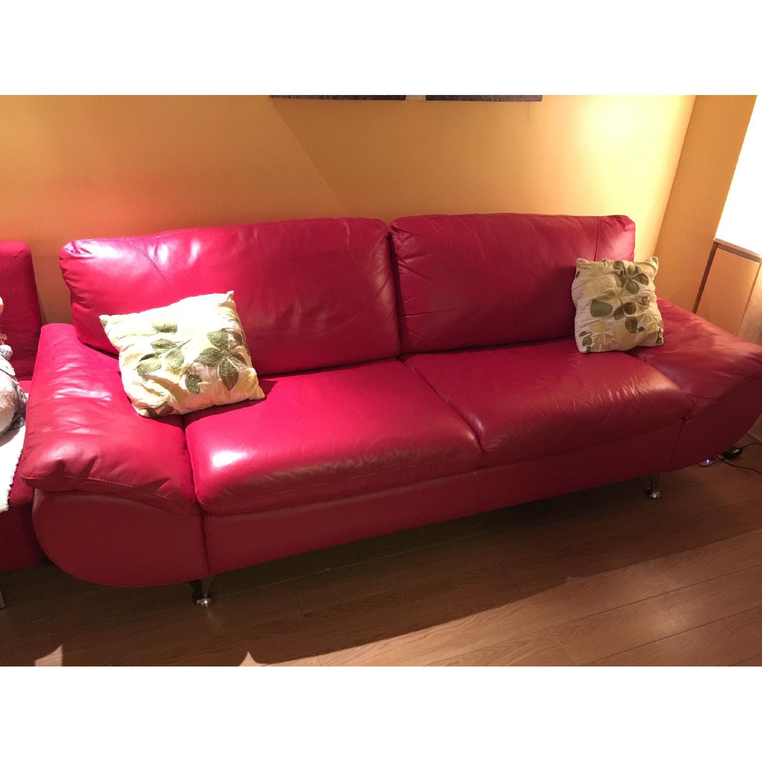 Red Leather Couch - image-1