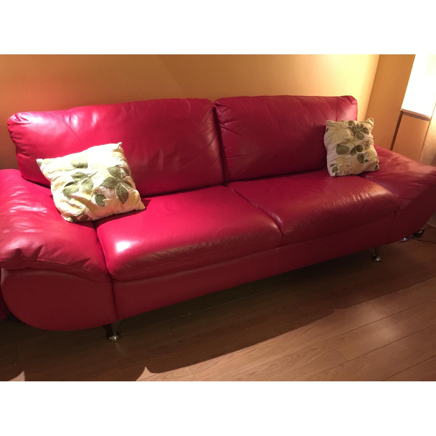 Red Leather Couch - image-2
