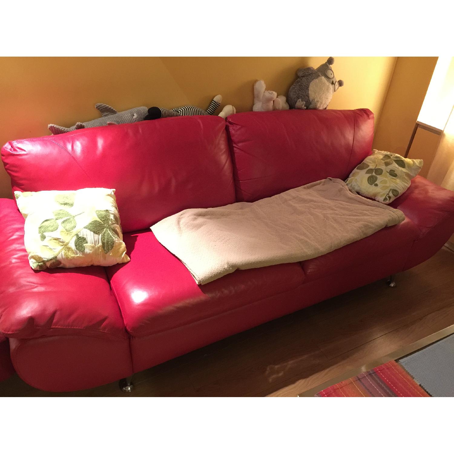 Red Leather Couch - image-3