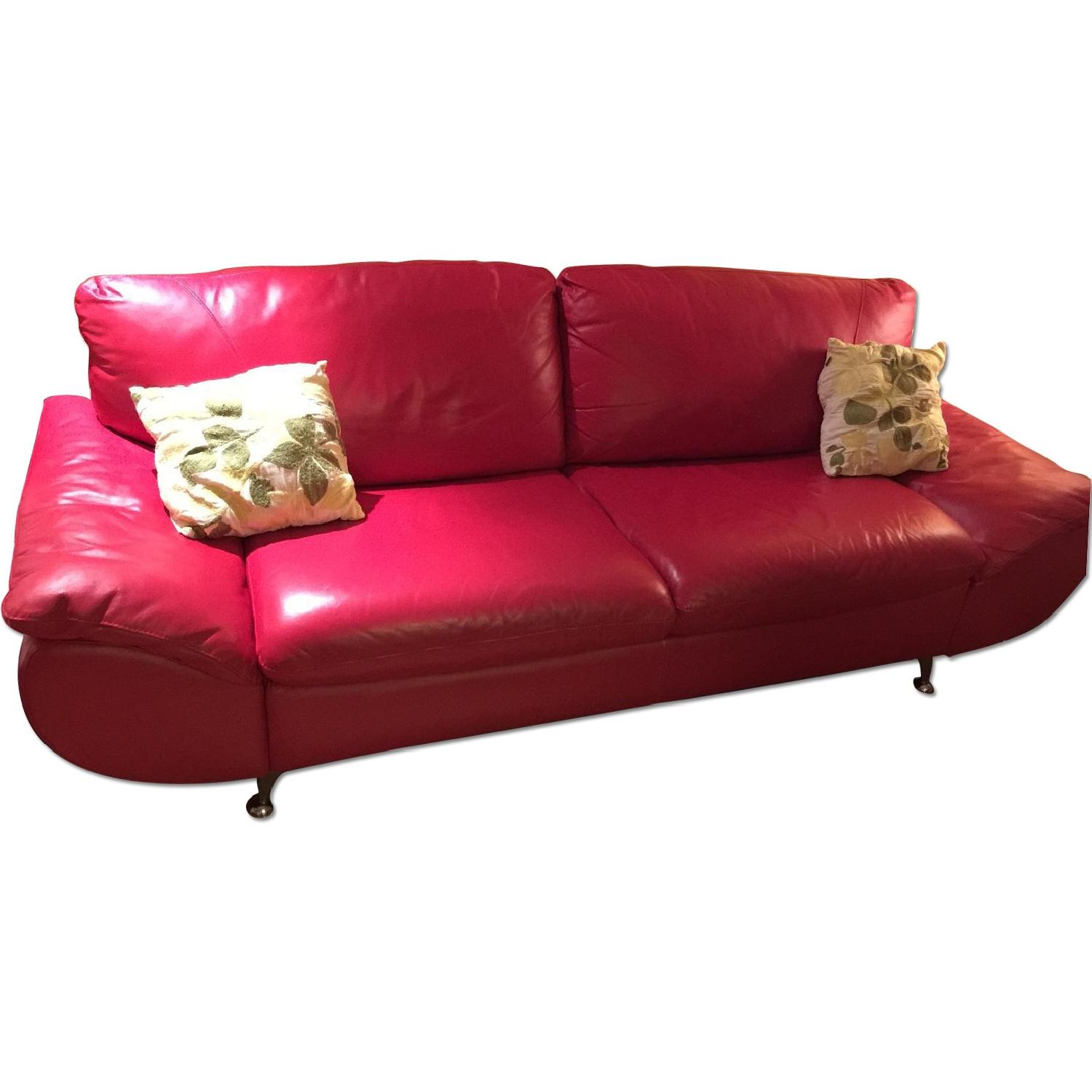 Red Leather Couch - image-0