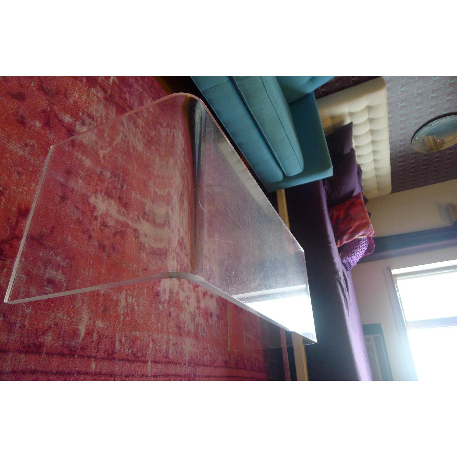 Vintage 1970's Coffee Cocktail Waterfall Lucite Table - image-2