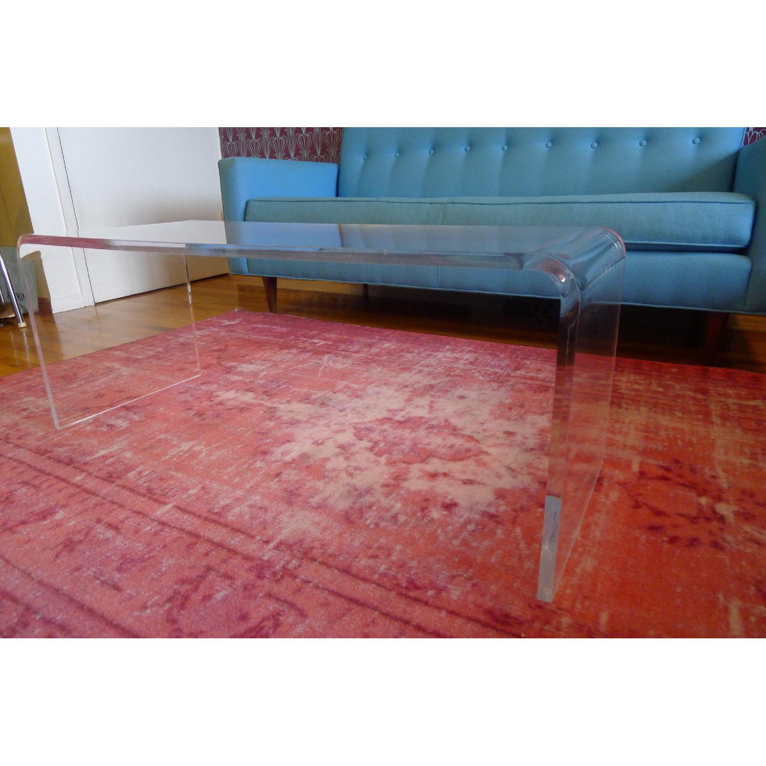 Vintage 1970's Coffee Cocktail Waterfall Lucite Table - image-3