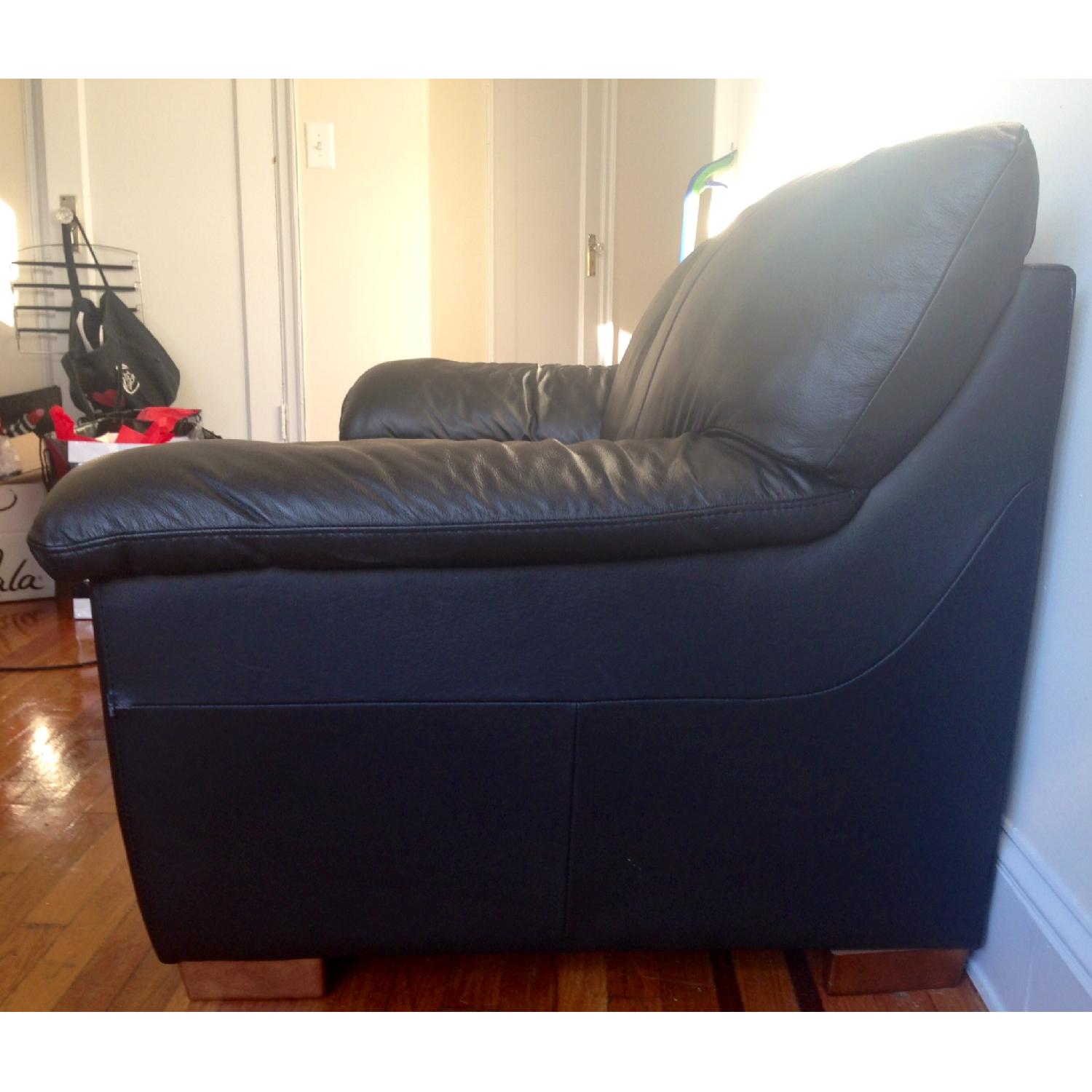 Ikea Black Leather Loveseat - image-2