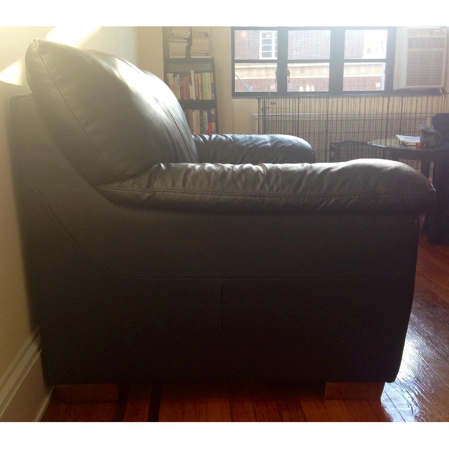 Ikea Black Leather Loveseat - image-5
