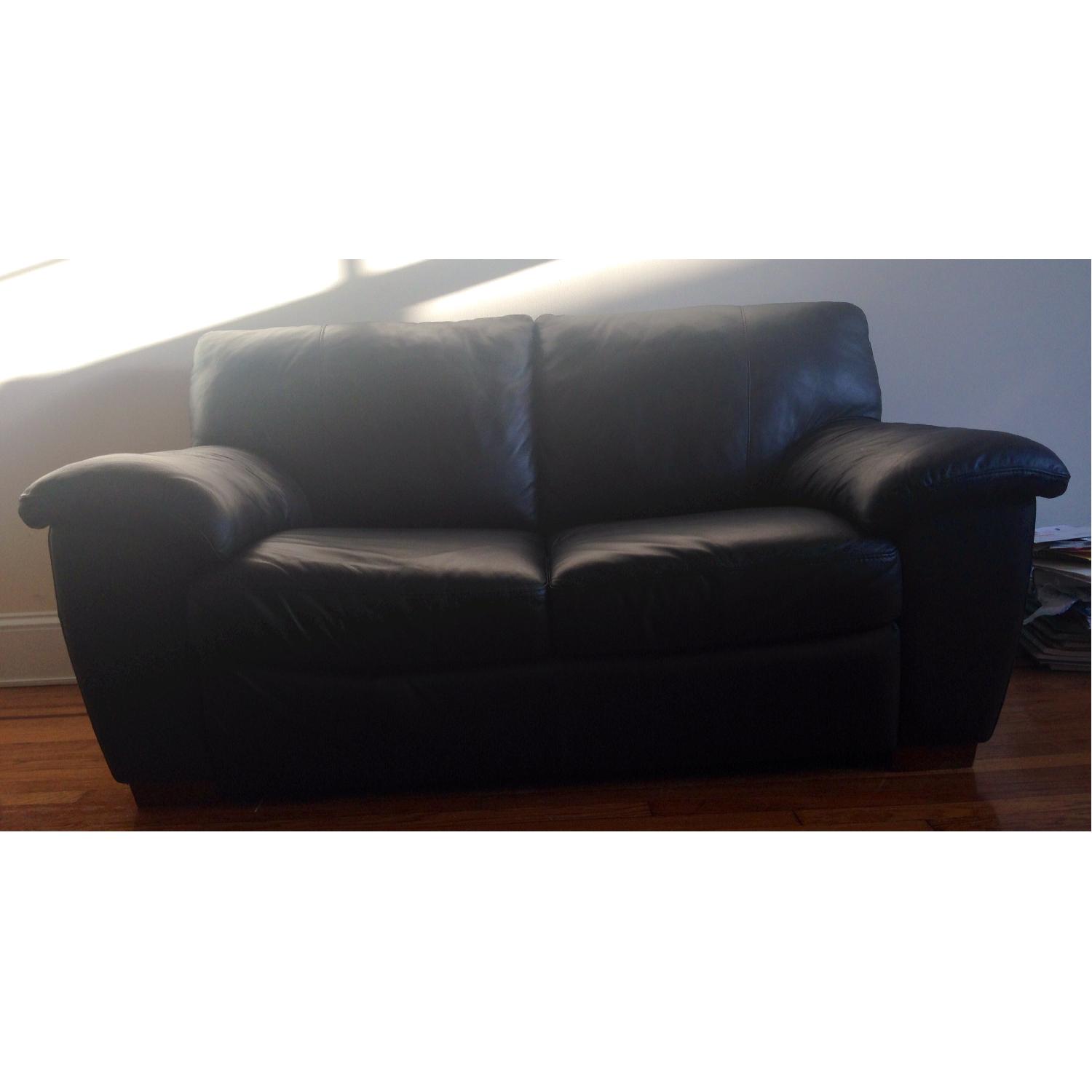 Ikea Black Leather Loveseat - image-6