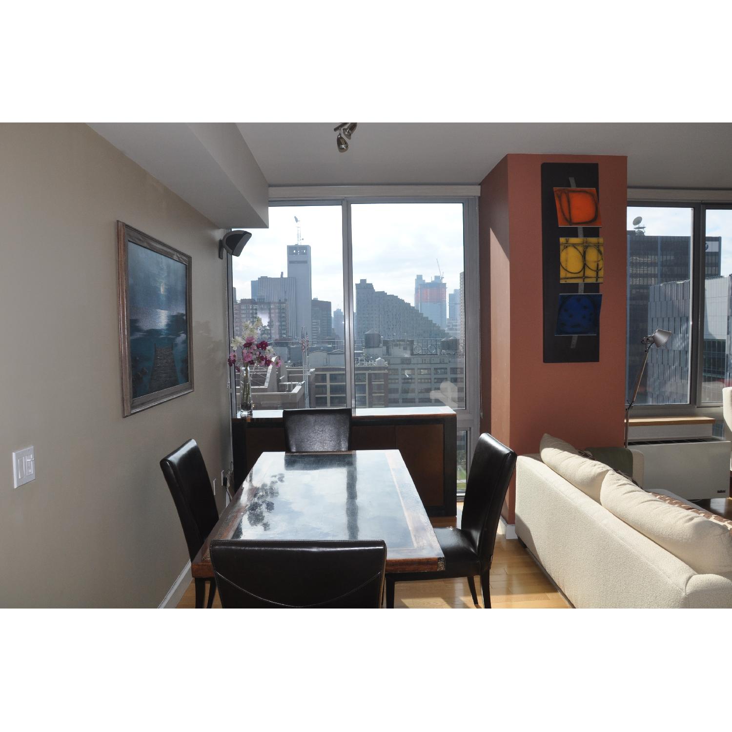 Collage Dining Room Table and Collage Buffet w/ 4 Leather Chairs - image-3