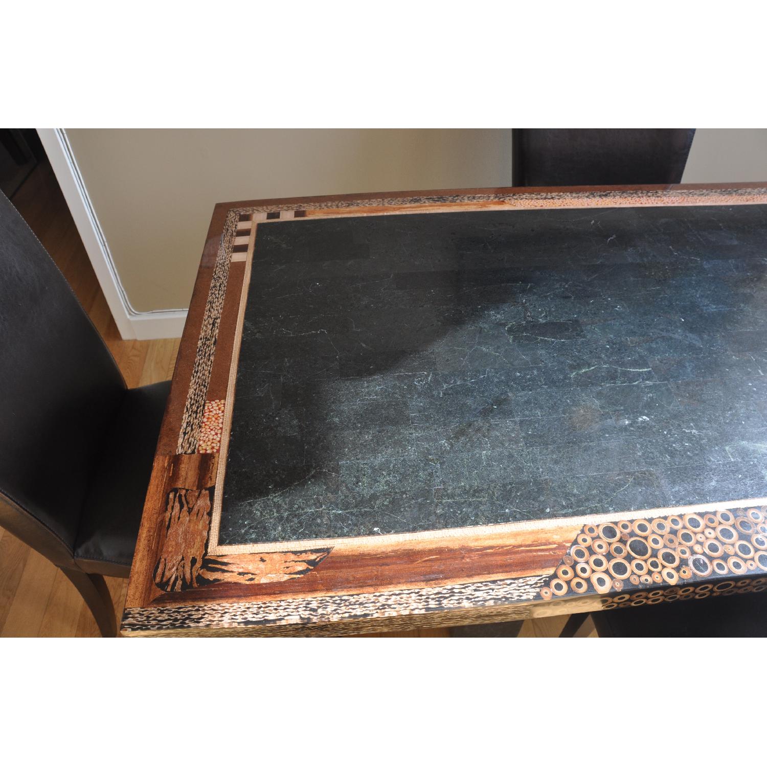 Collage Dining Room Table and Collage Buffet w/ 4 Leather Chairs - image-6