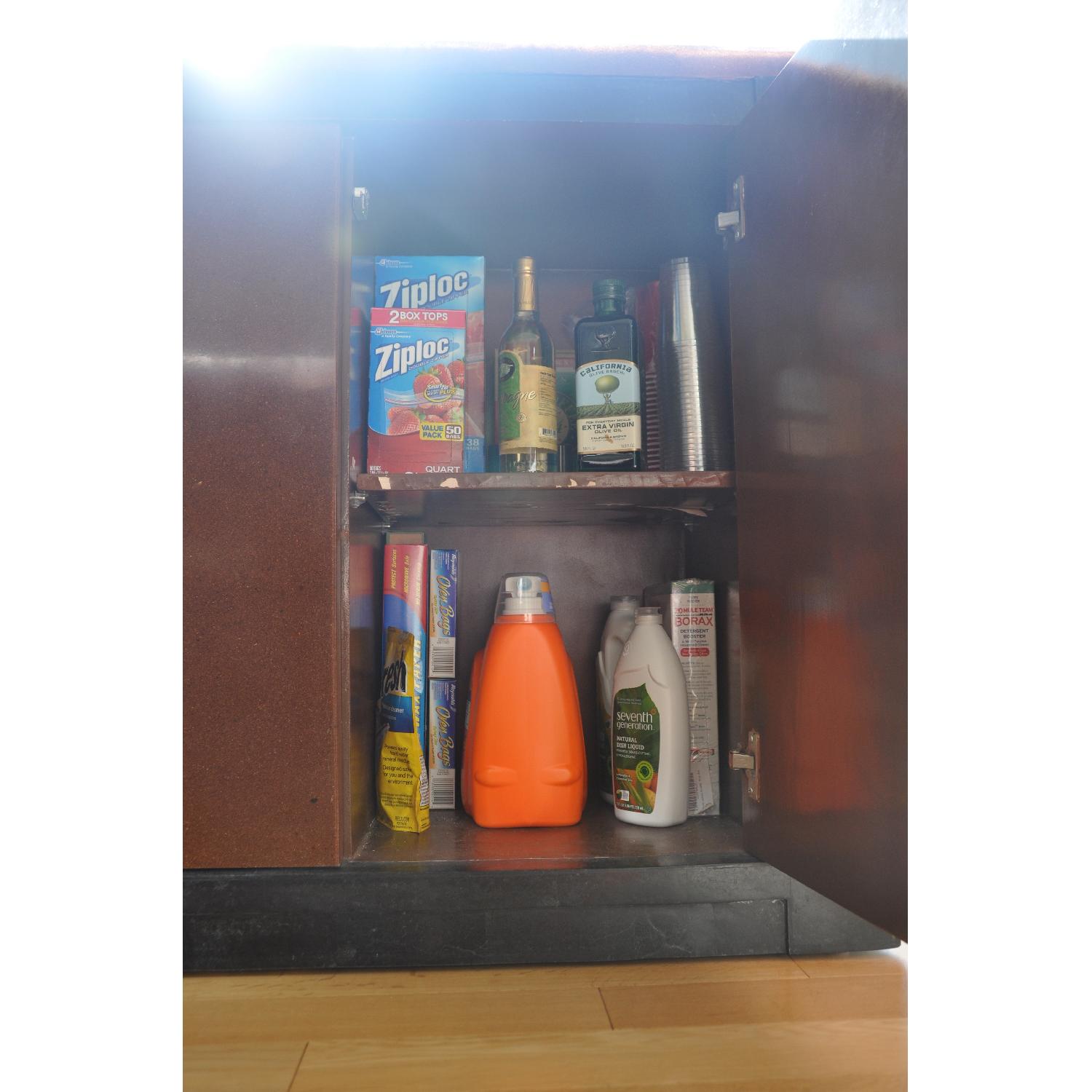 Collage Dining Room Table and Collage Buffet w/ 4 Leather Chairs - image-7