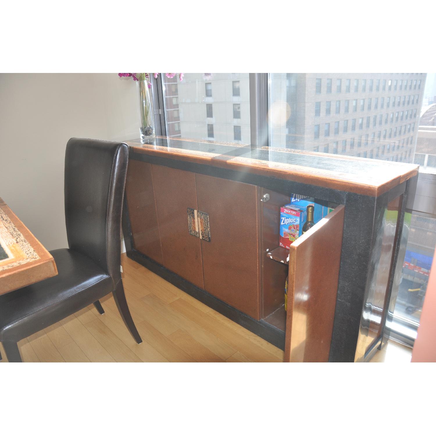 Collage Dining Room Table and Collage Buffet w/ 4 Leather Chairs - image-11