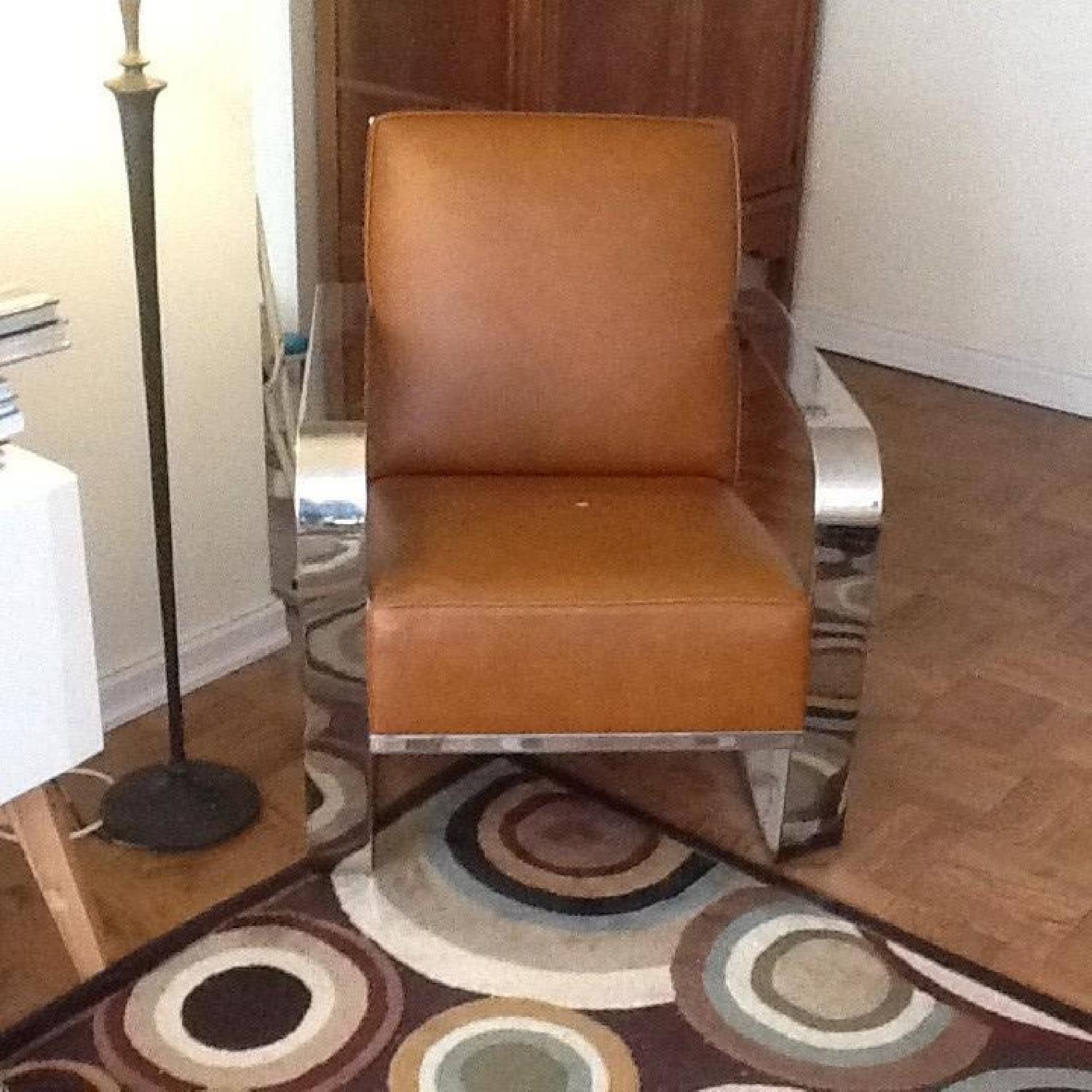 Ralph Lauren Leather and Chrome Accent Chair - image-1