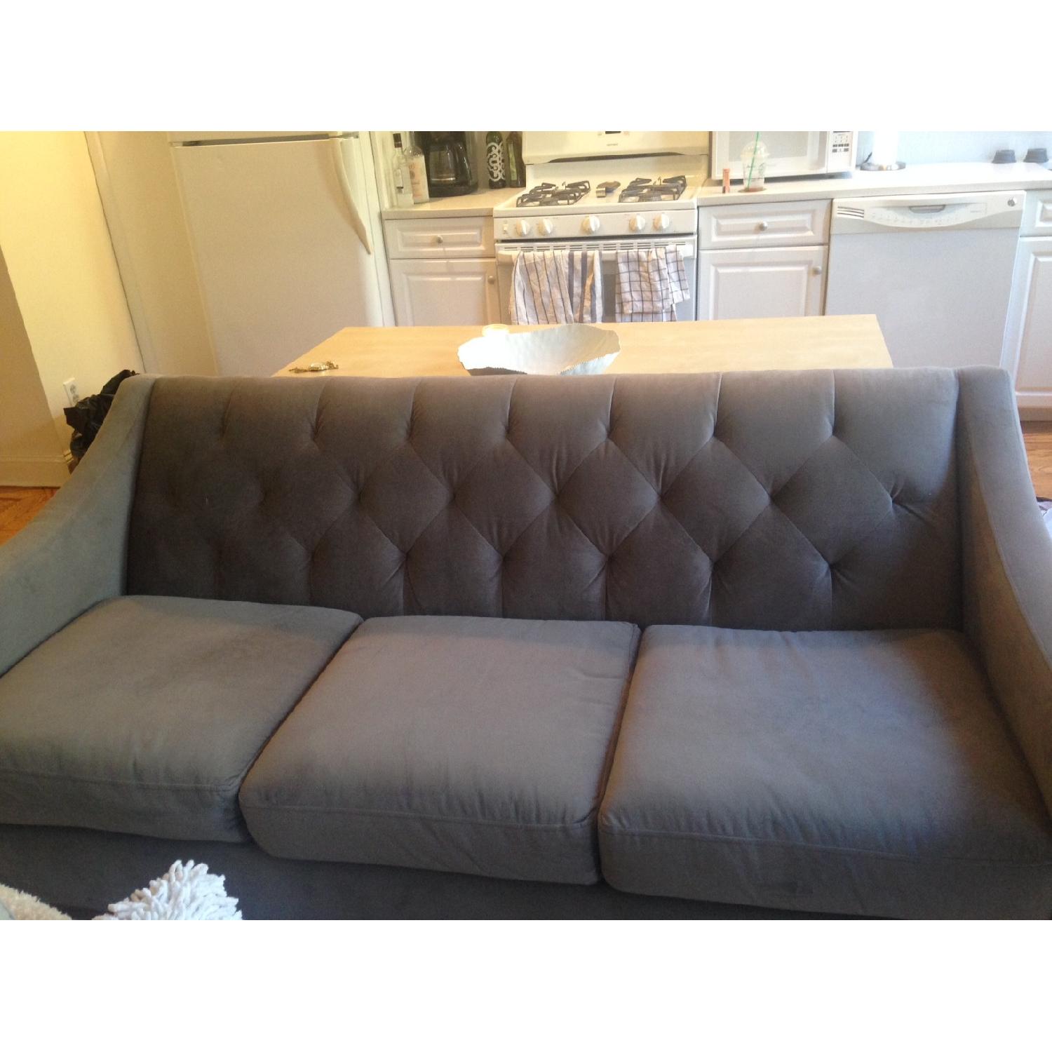 Macy's Velvet Tufted Sofa - image-1