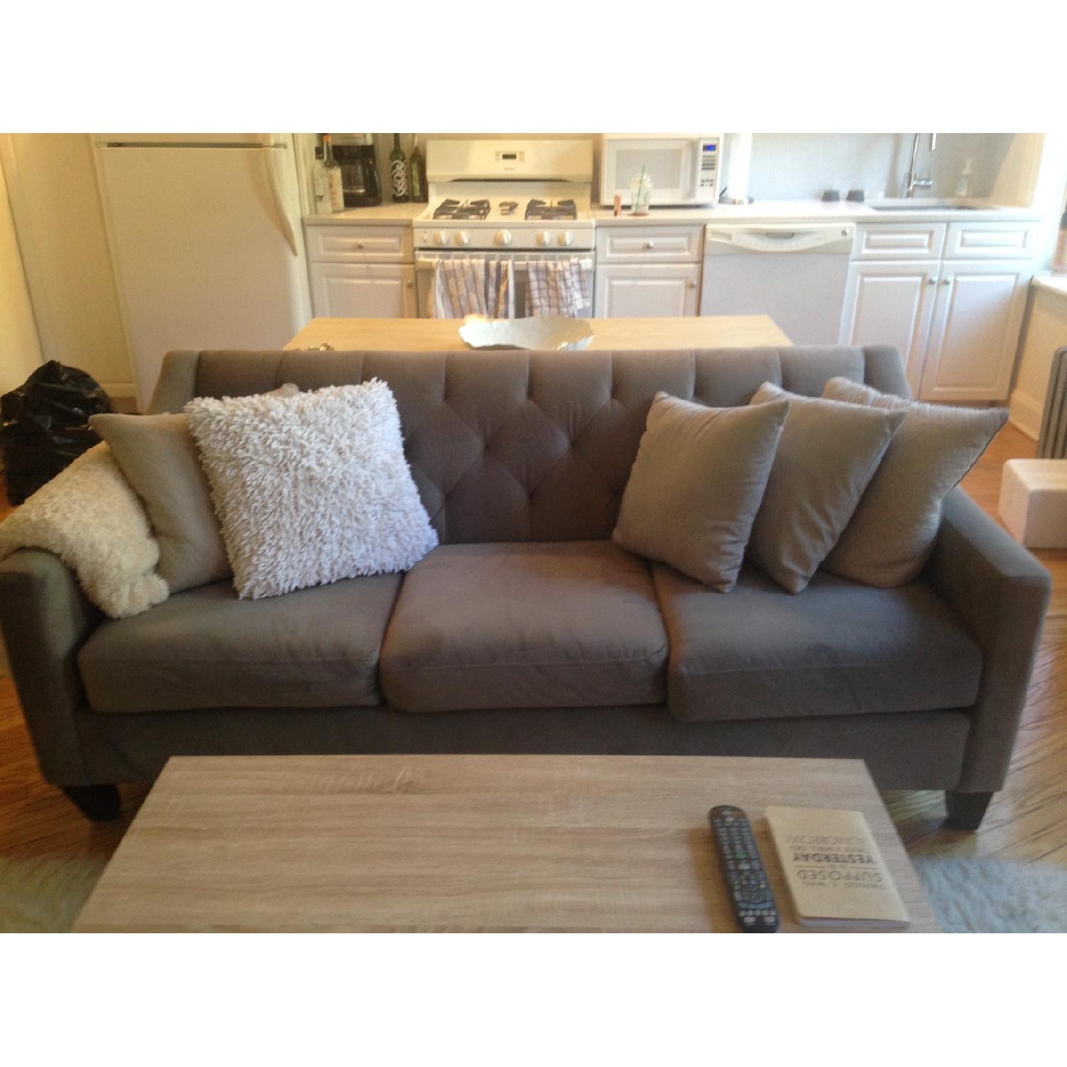 Macy's Velvet Tufted Sofa - image-4