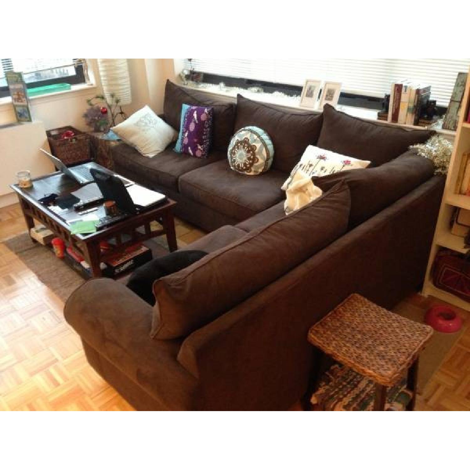 Design House Vegas 2 Piece Microfiber Sectional Sofa in Java Color - image-1