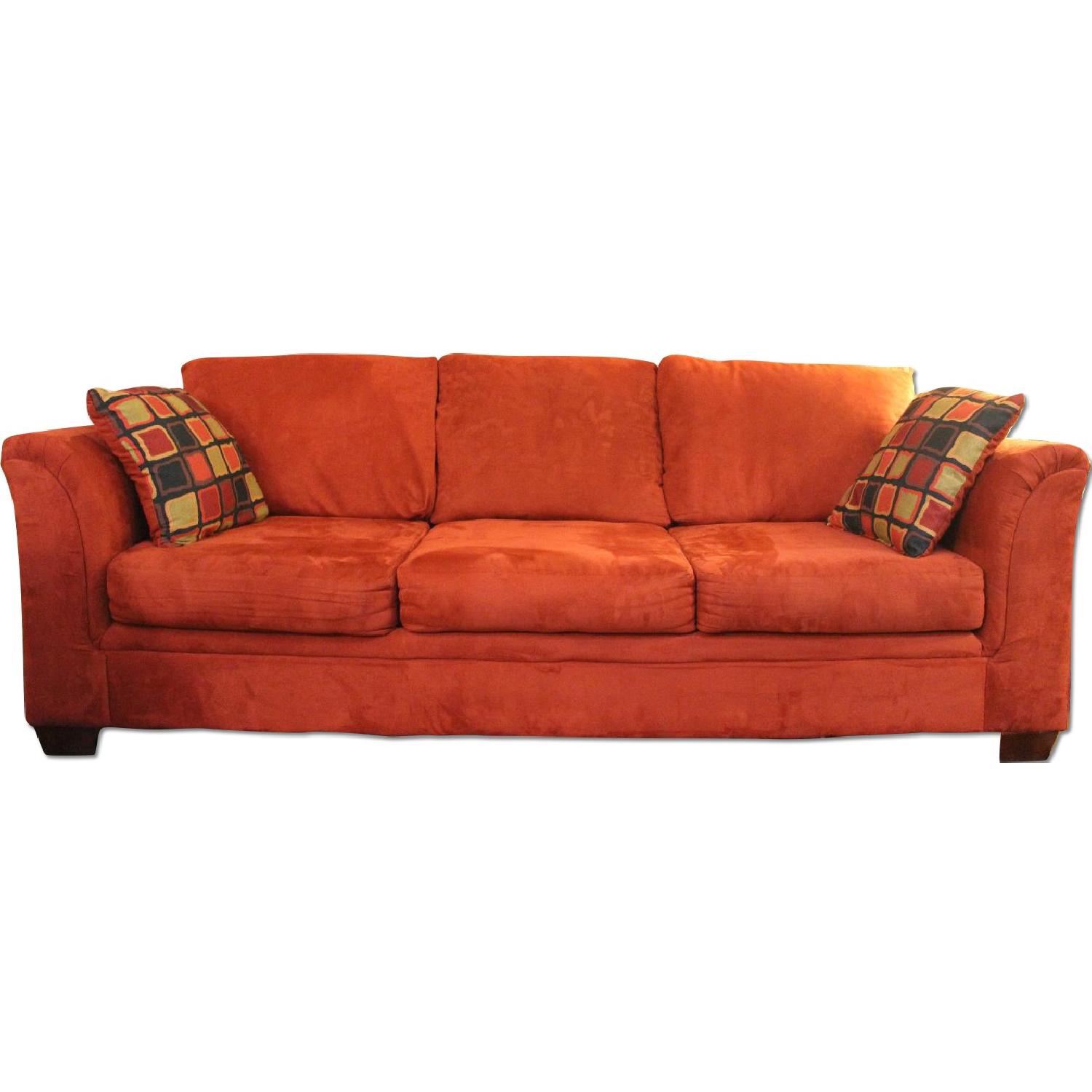 Bob's Furniture Red Microfiber Couch and Chair AptDeco