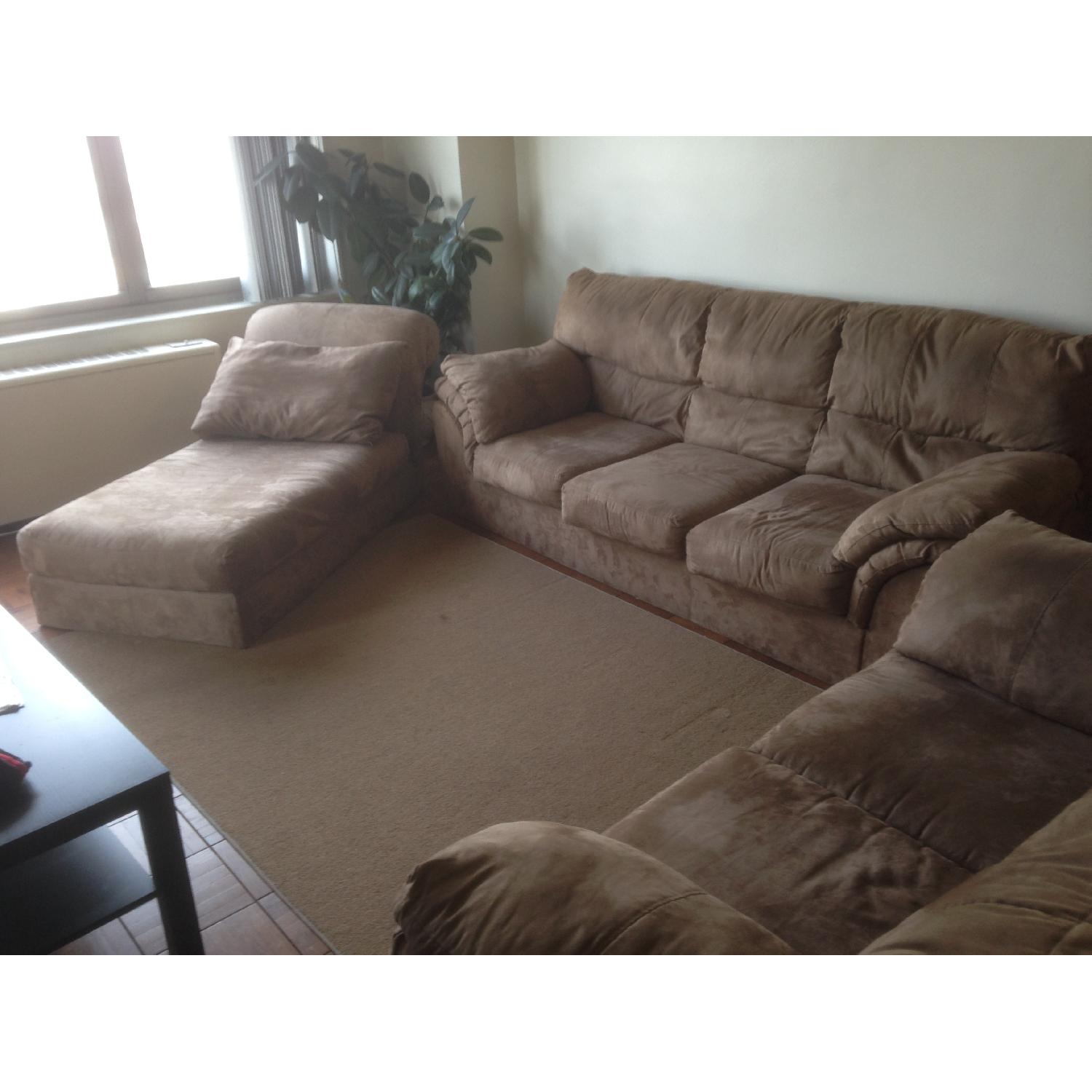 Beige Microsuede 3-Seater Couch - image-5