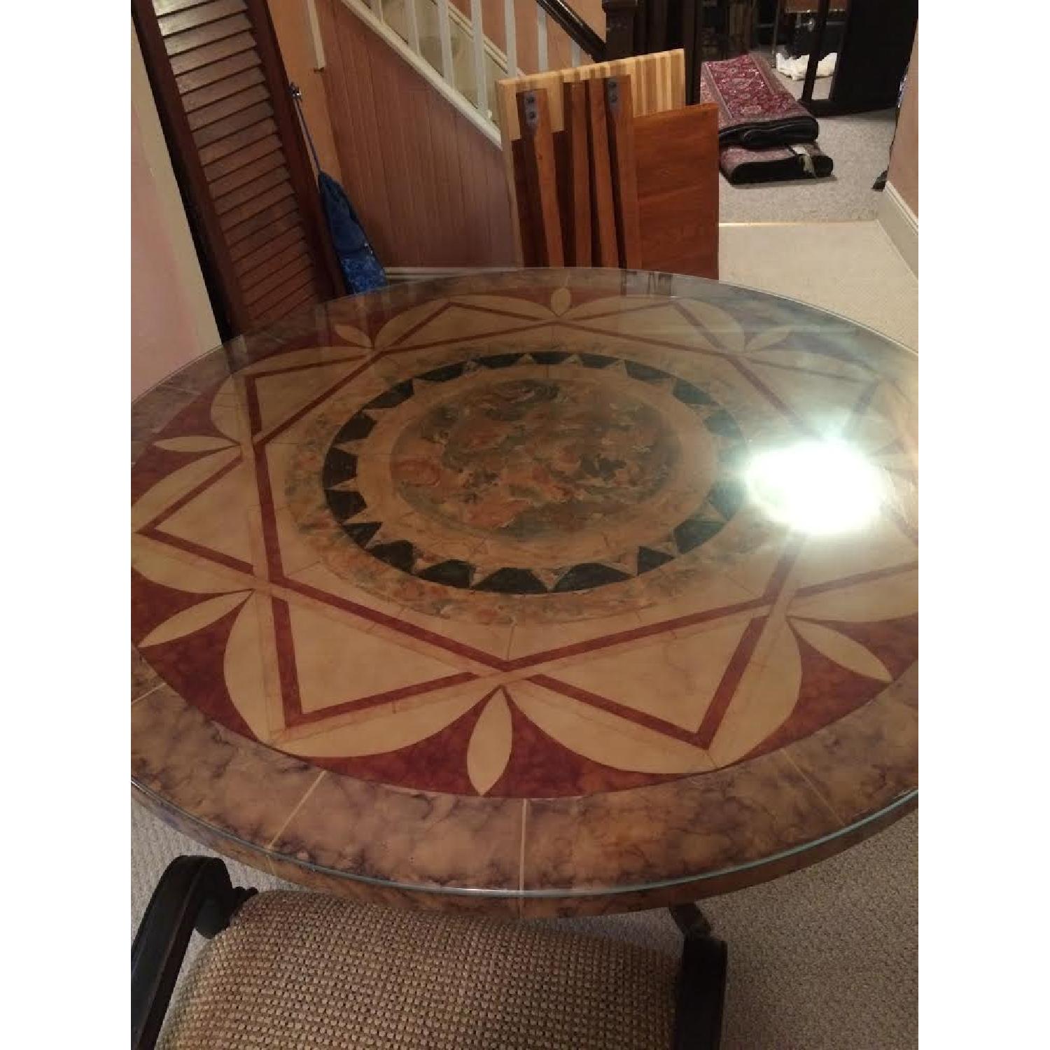 Round Metal Frame/Glass Top Dining Table w/ 6 Chairs - image-1