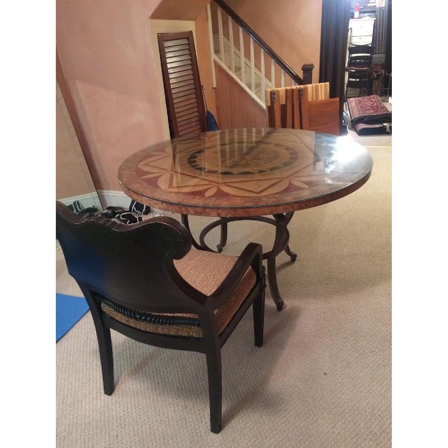 Round Metal Frame/Glass Top Dining Table w/ 6 Chairs - image-2