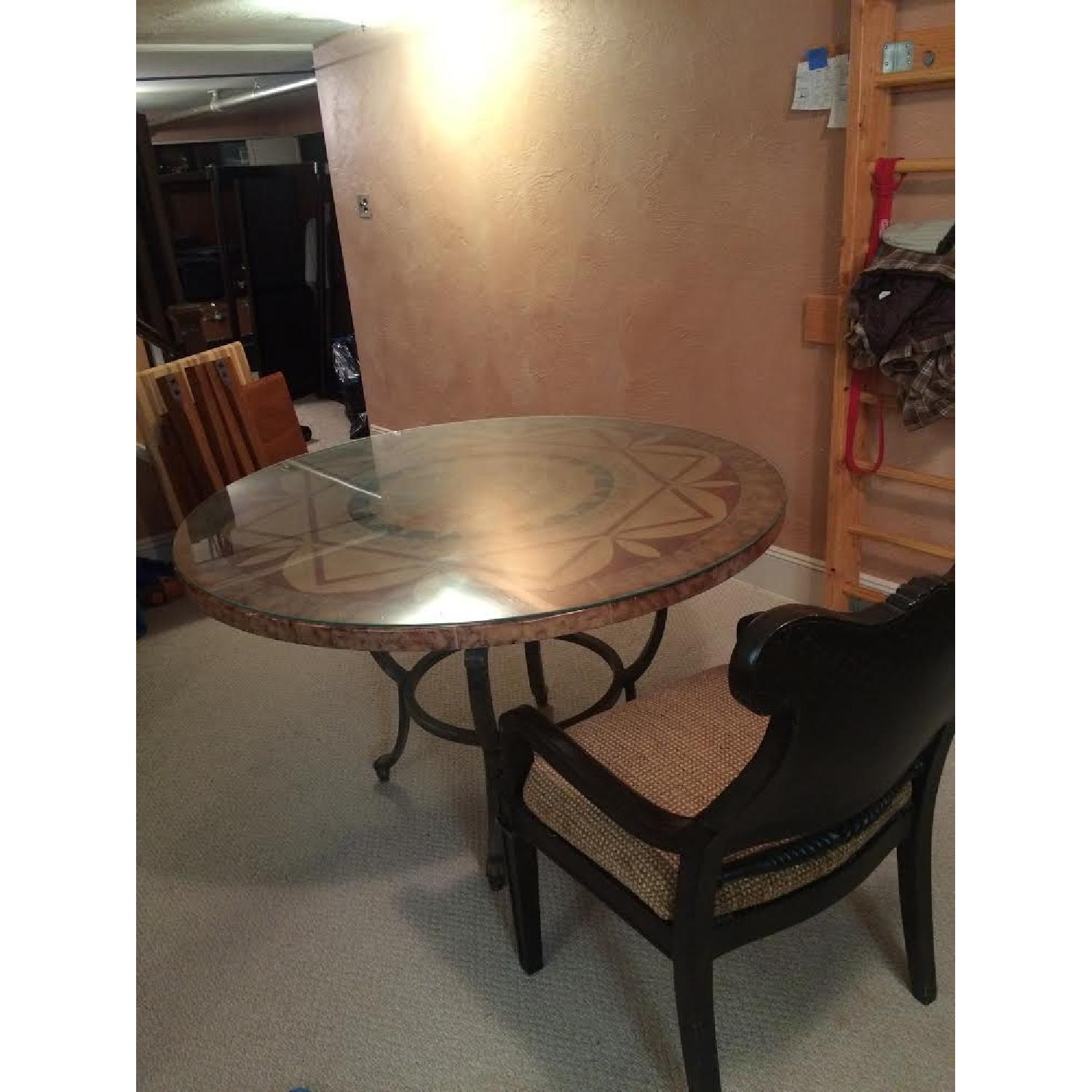 Round Metal Frame/Glass Top Dining Table w/ 6 Chairs - image-6