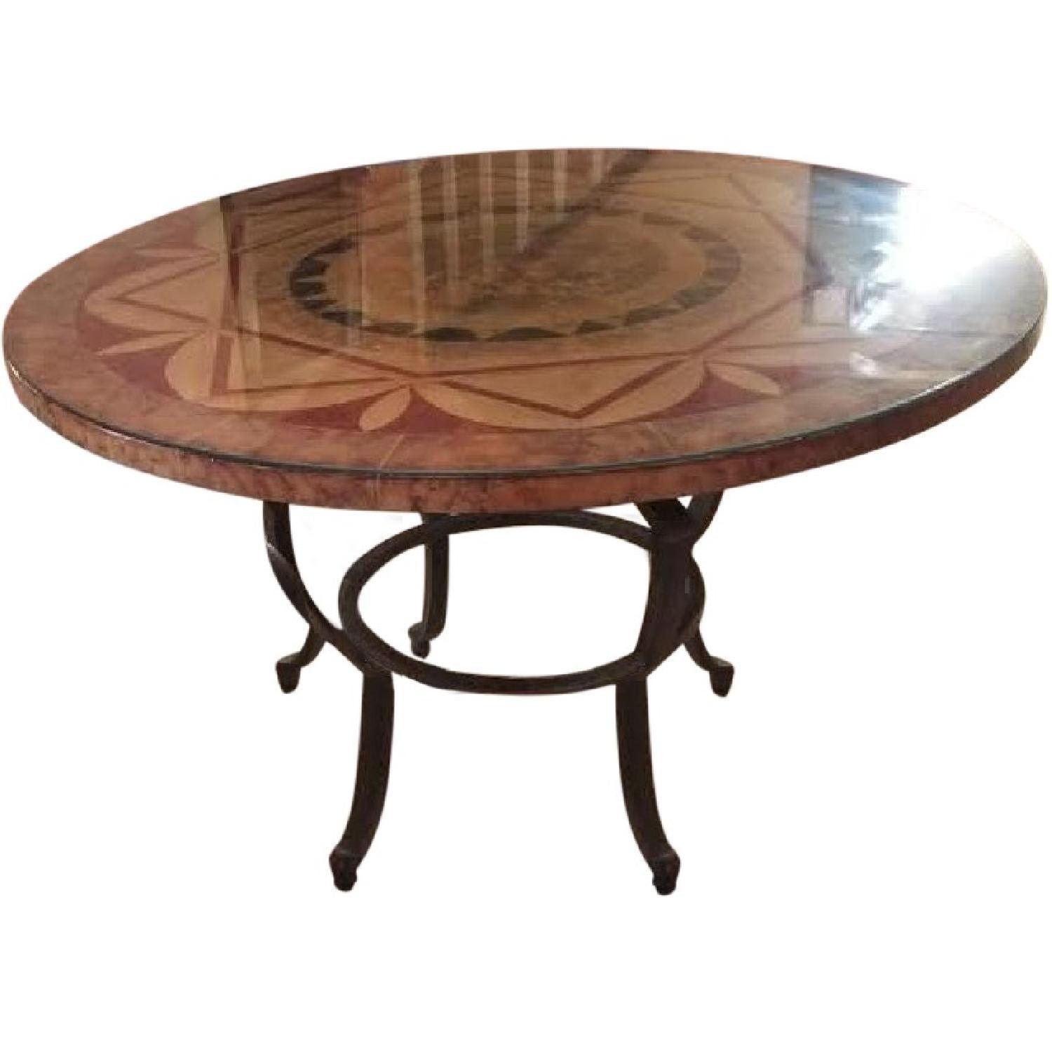 Round Metal Frame/Glass Top Dining Table w/ 6 Chairs - image-0