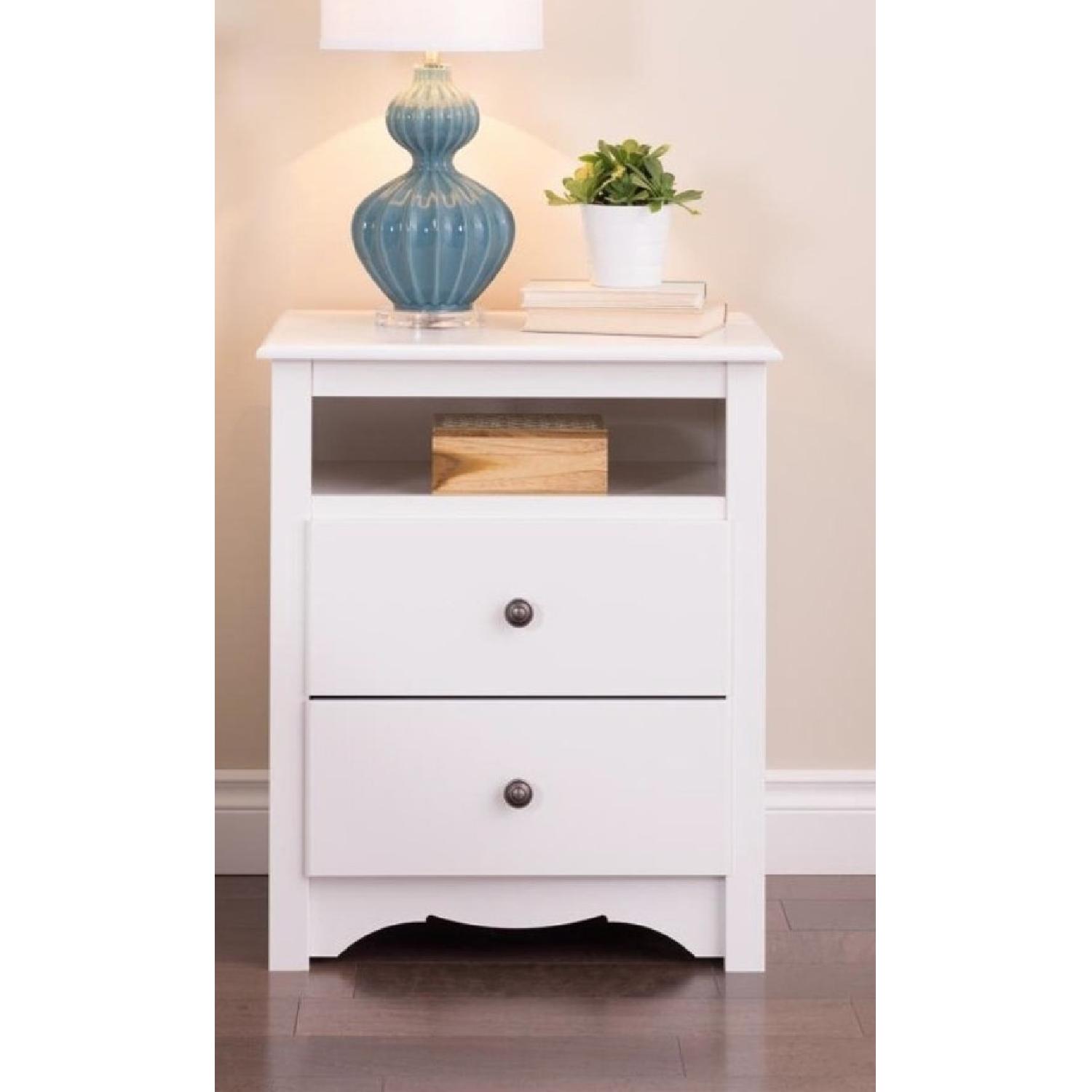 White 2Drawer & Open Cubbie Nightstand AptDeco