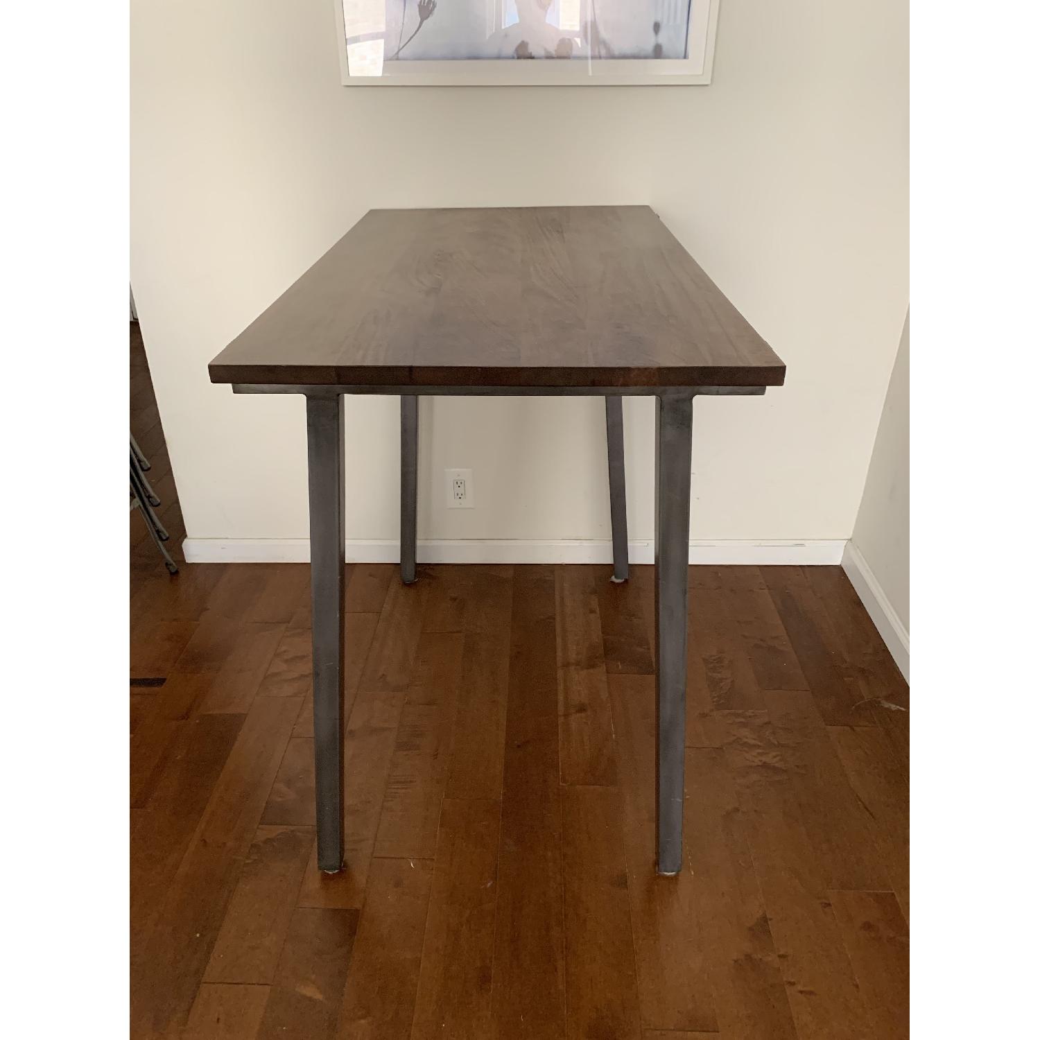 West Elm Mango Wood & Steel Standing Desk w/ 4 Stools AptDeco