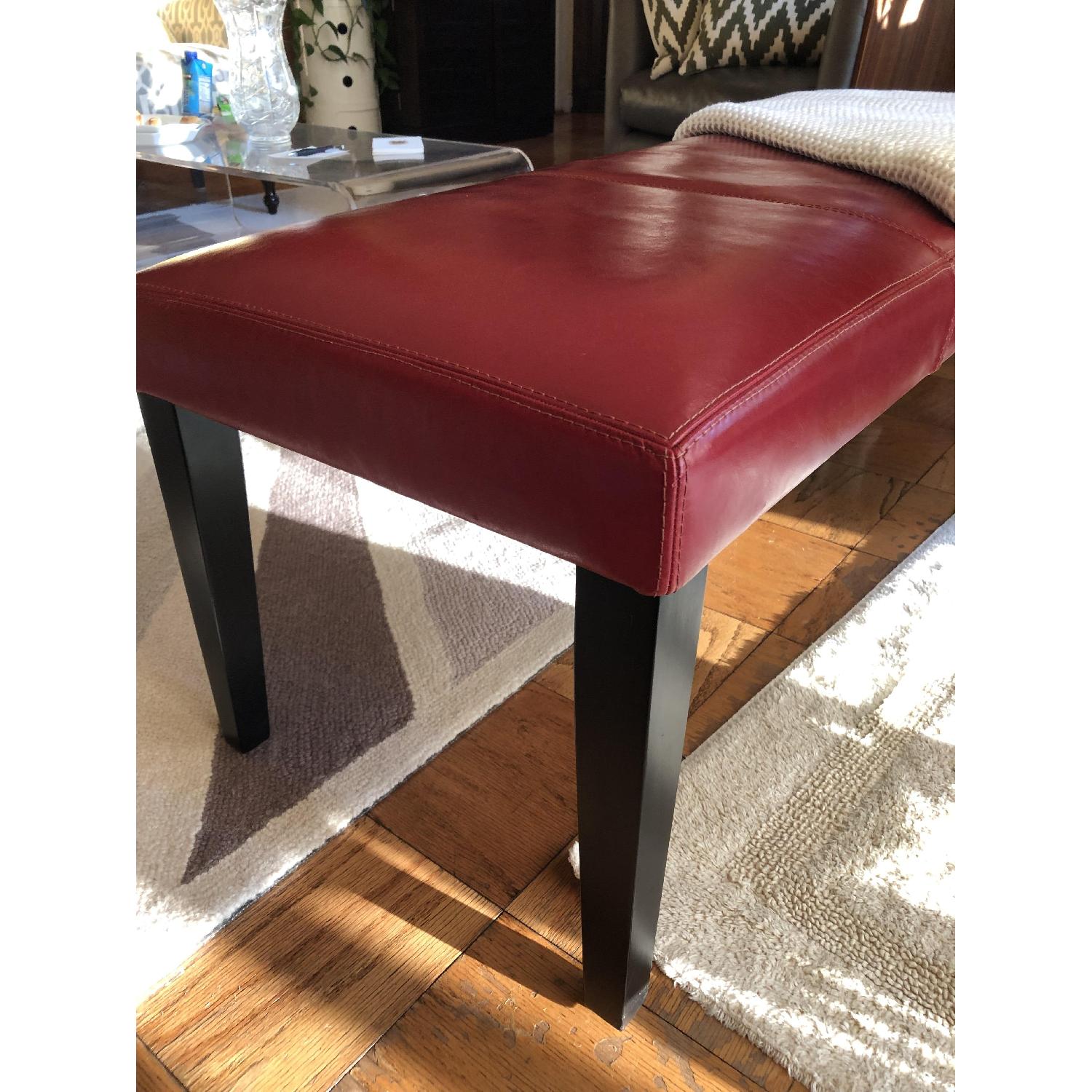 Red Leather Bench AptDeco