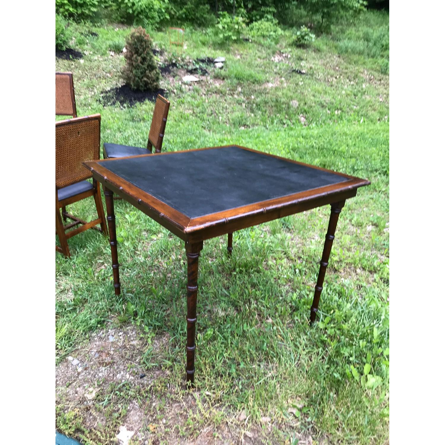 Norquist Faux Bamboo & Cane Folding Table w/ 3 Chairs - image-1