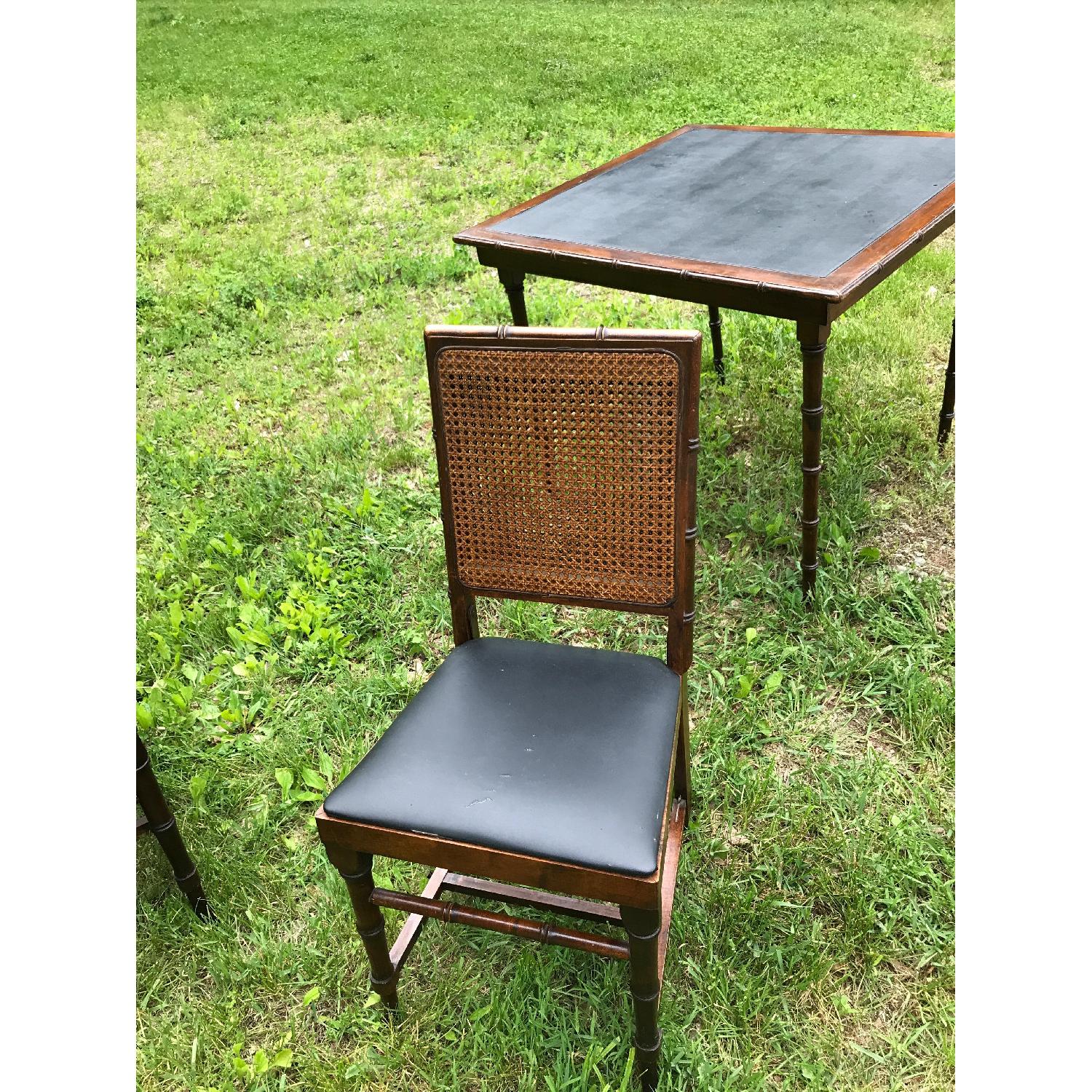 Norquist Faux Bamboo & Cane Folding Table w/ 3 Chairs - image-4