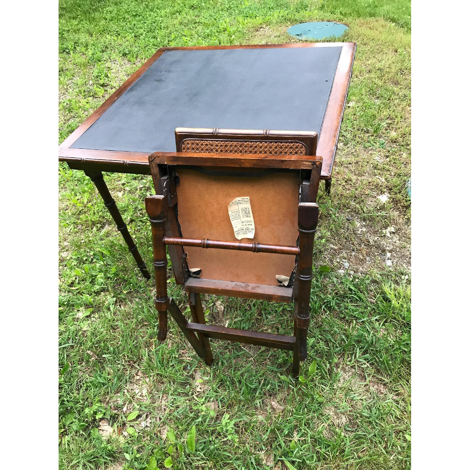 Norquist Faux Bamboo & Cane Folding Table w/ 3 Chairs - image-7