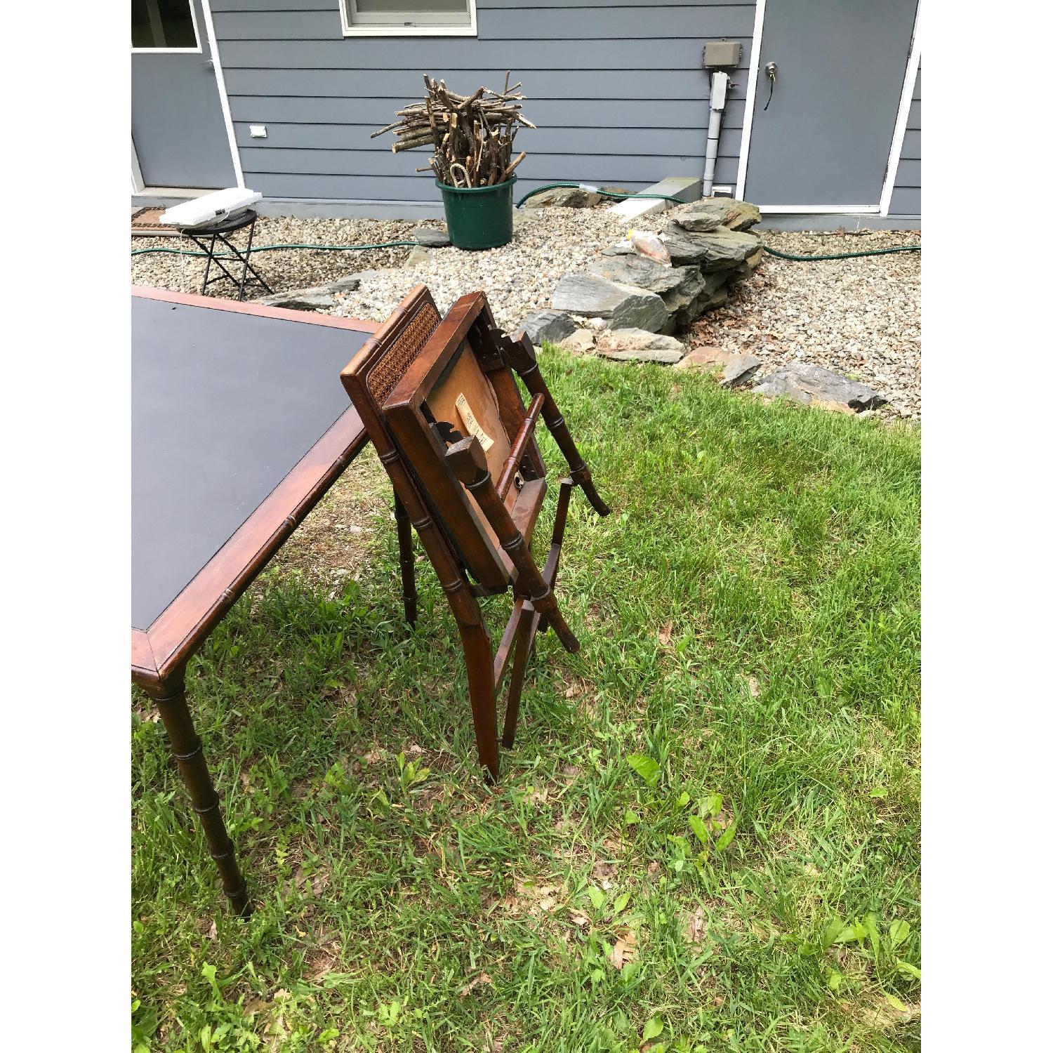 Norquist Faux Bamboo & Cane Folding Table w/ 3 Chairs - image-8