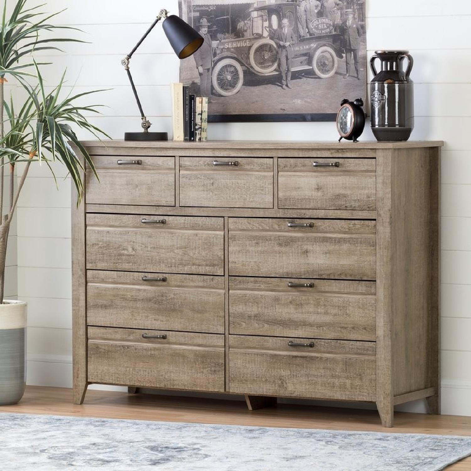 South Shore 9 Drawer Double Dresser in Weathered Oak - image-1