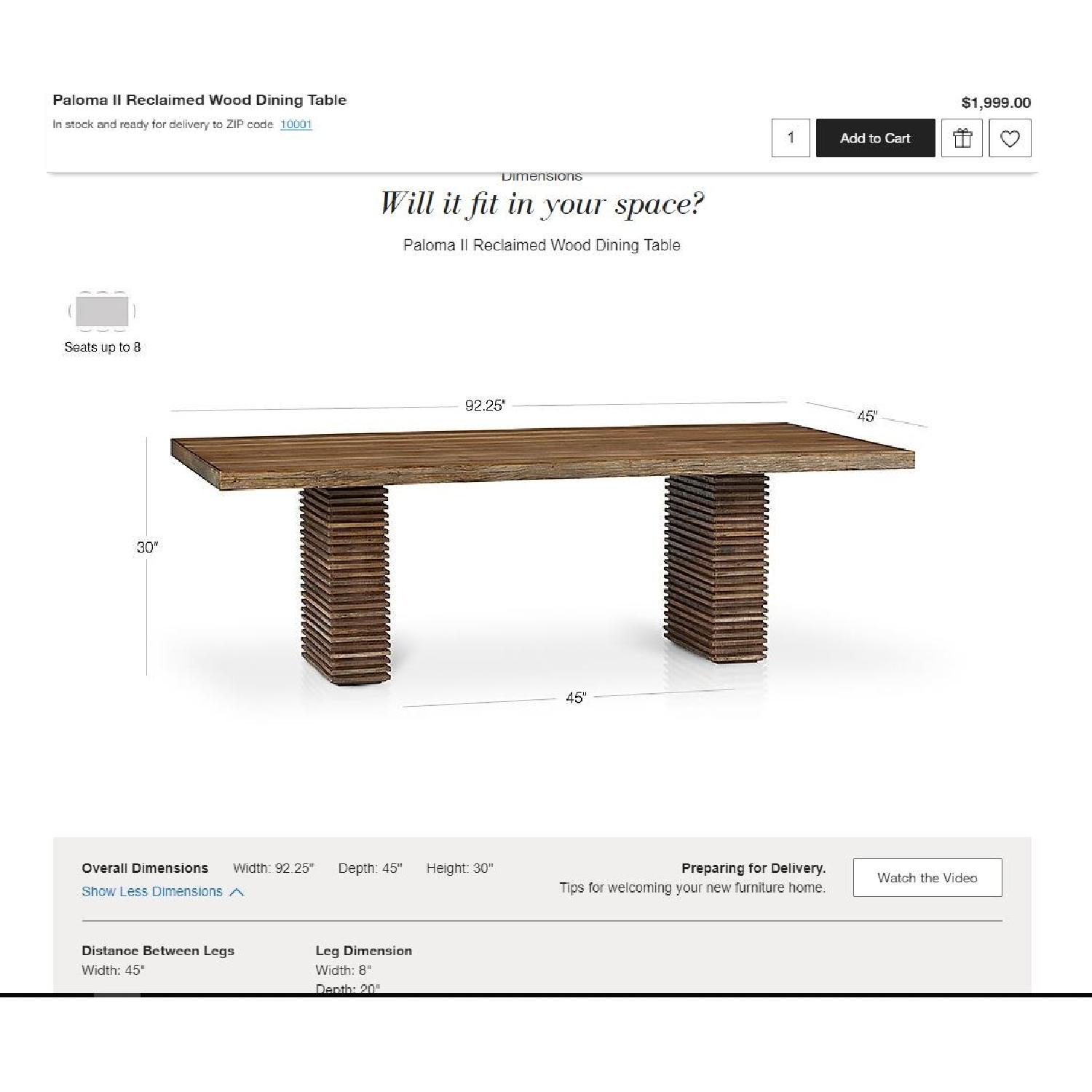 Crate & Barrel Paloma II Reclaimed Wood Dining Table AptDeco