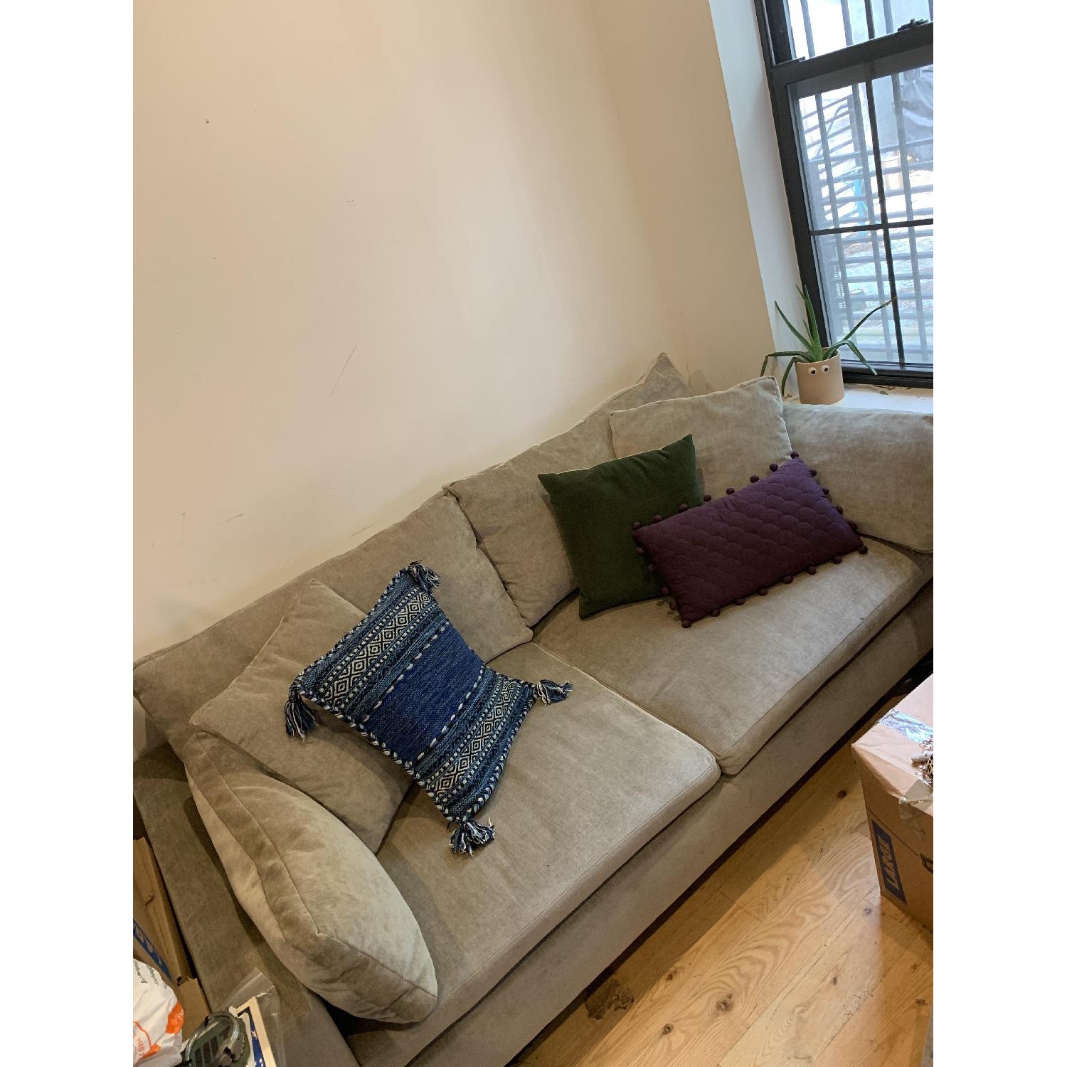 West Elm Harmony Sofa in Distressed Velvet Light Taupe - image-1